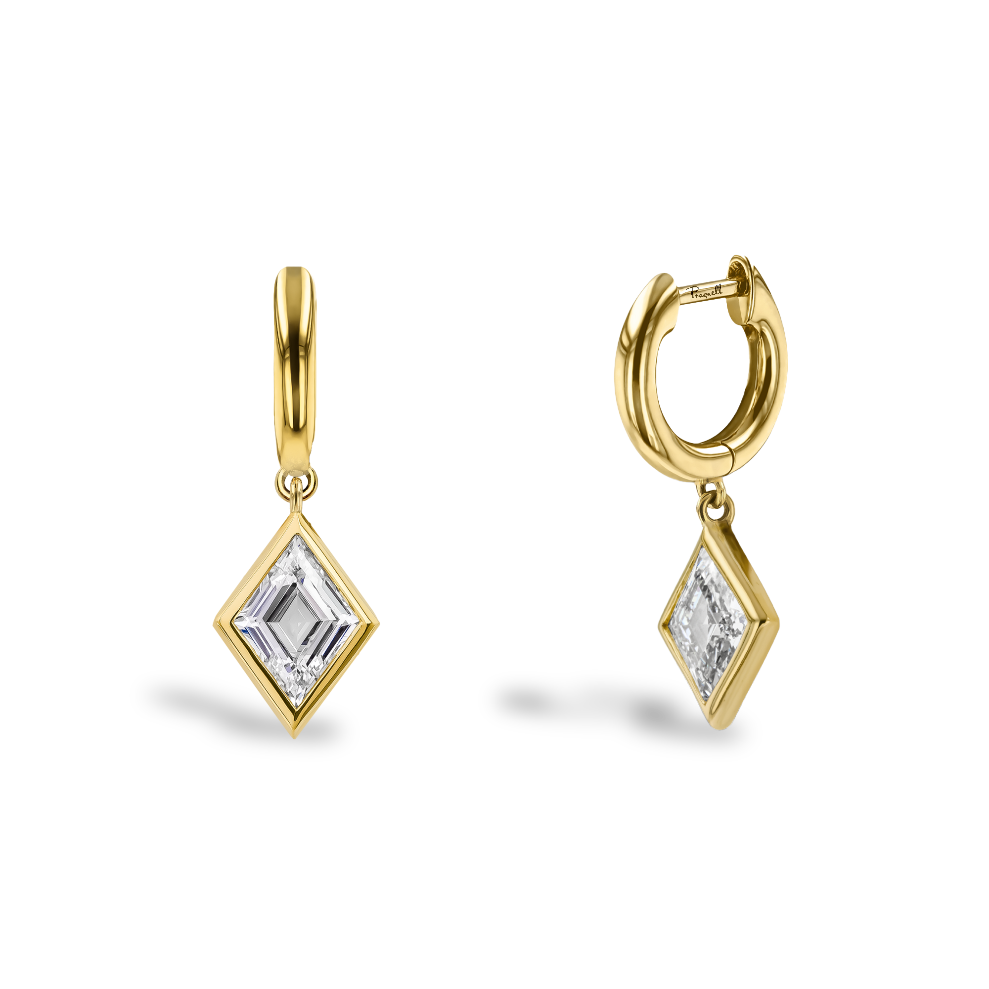 Lozenge Cut 1.27ct Diamond Drop Earrings Lozenge Cut, Rubover Set_1