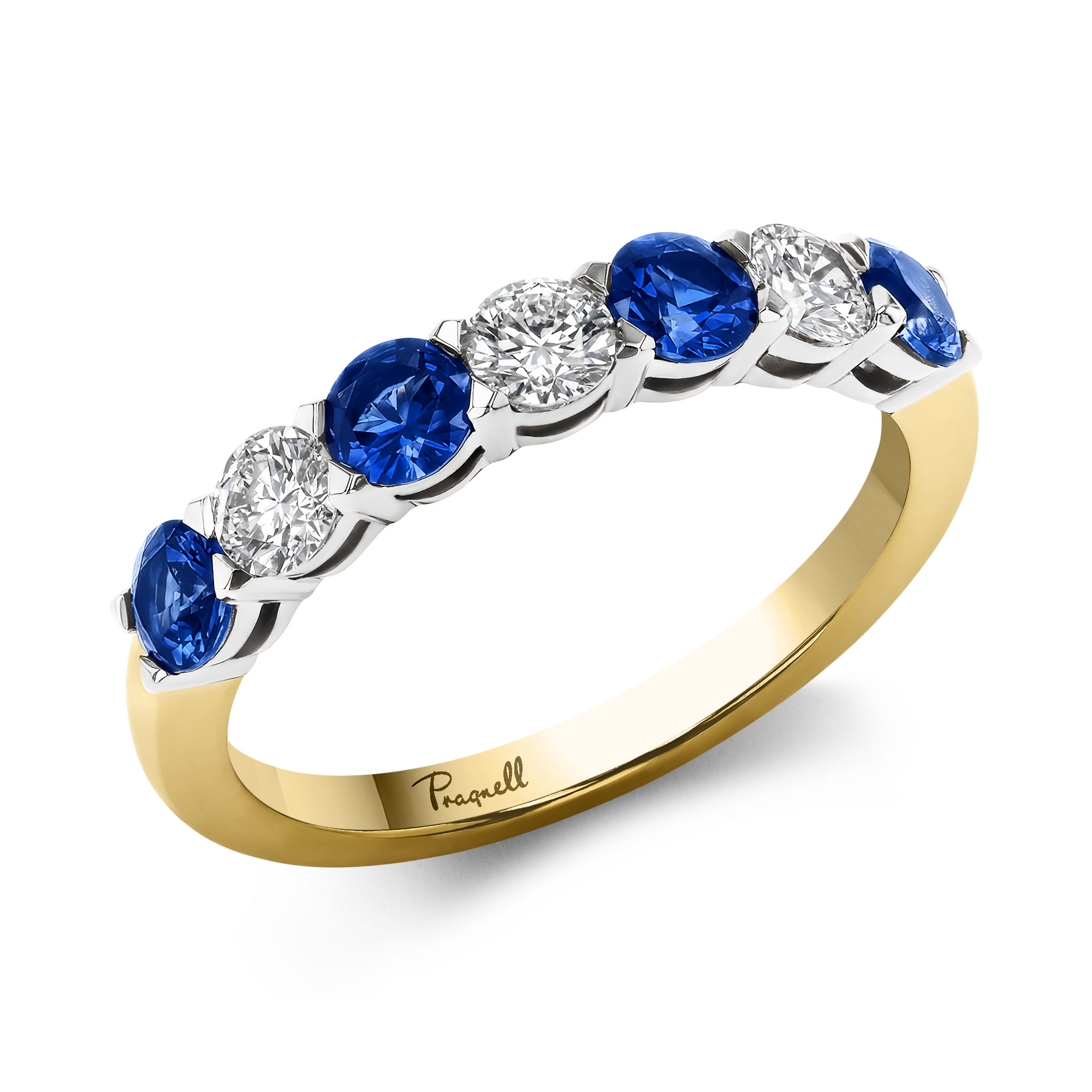 Diamond and Sapphire Eternity Ring in Yellow Gold Brilliant cut, Claw set_1