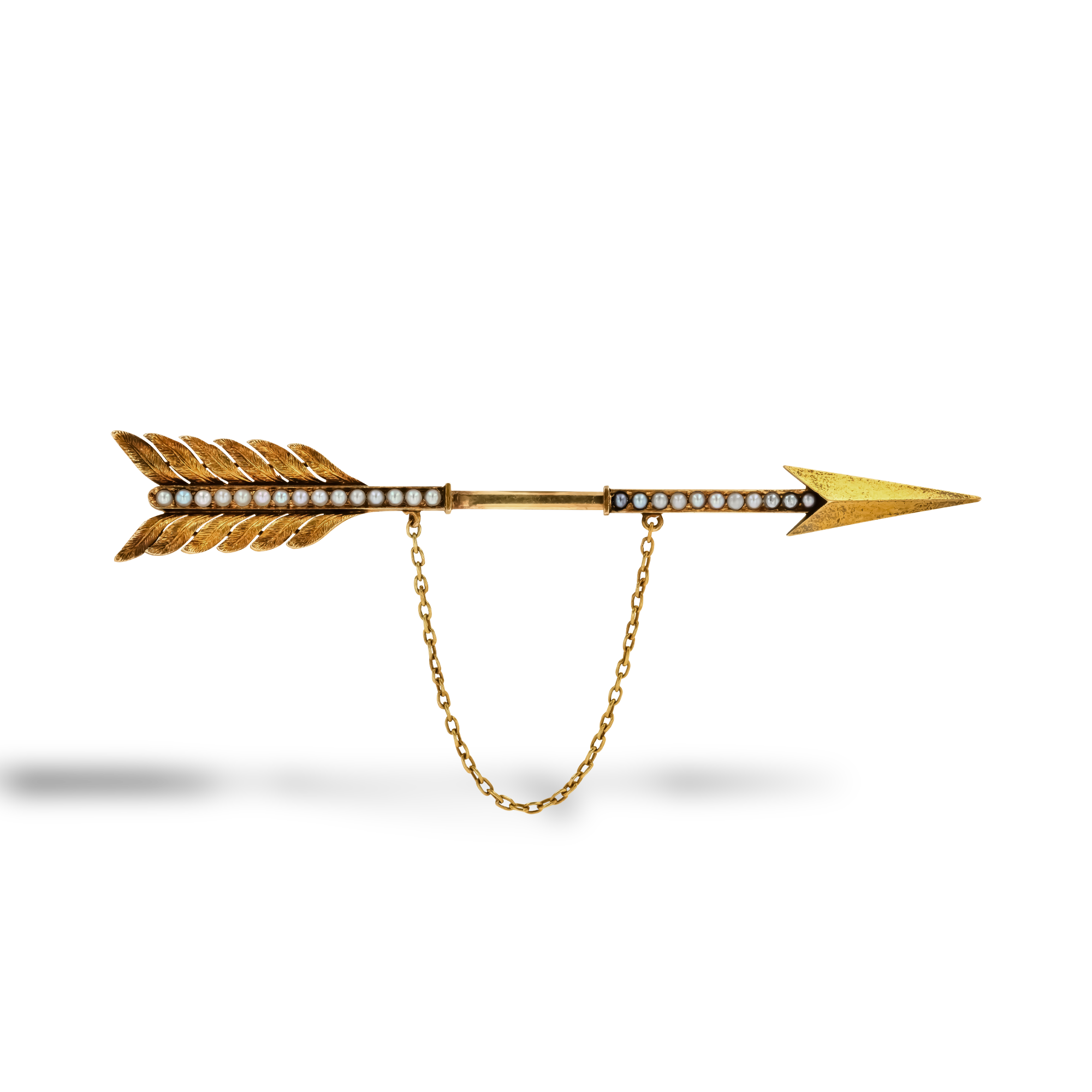 Victorian Pearl Set Arrow Brooch Channel Set_1