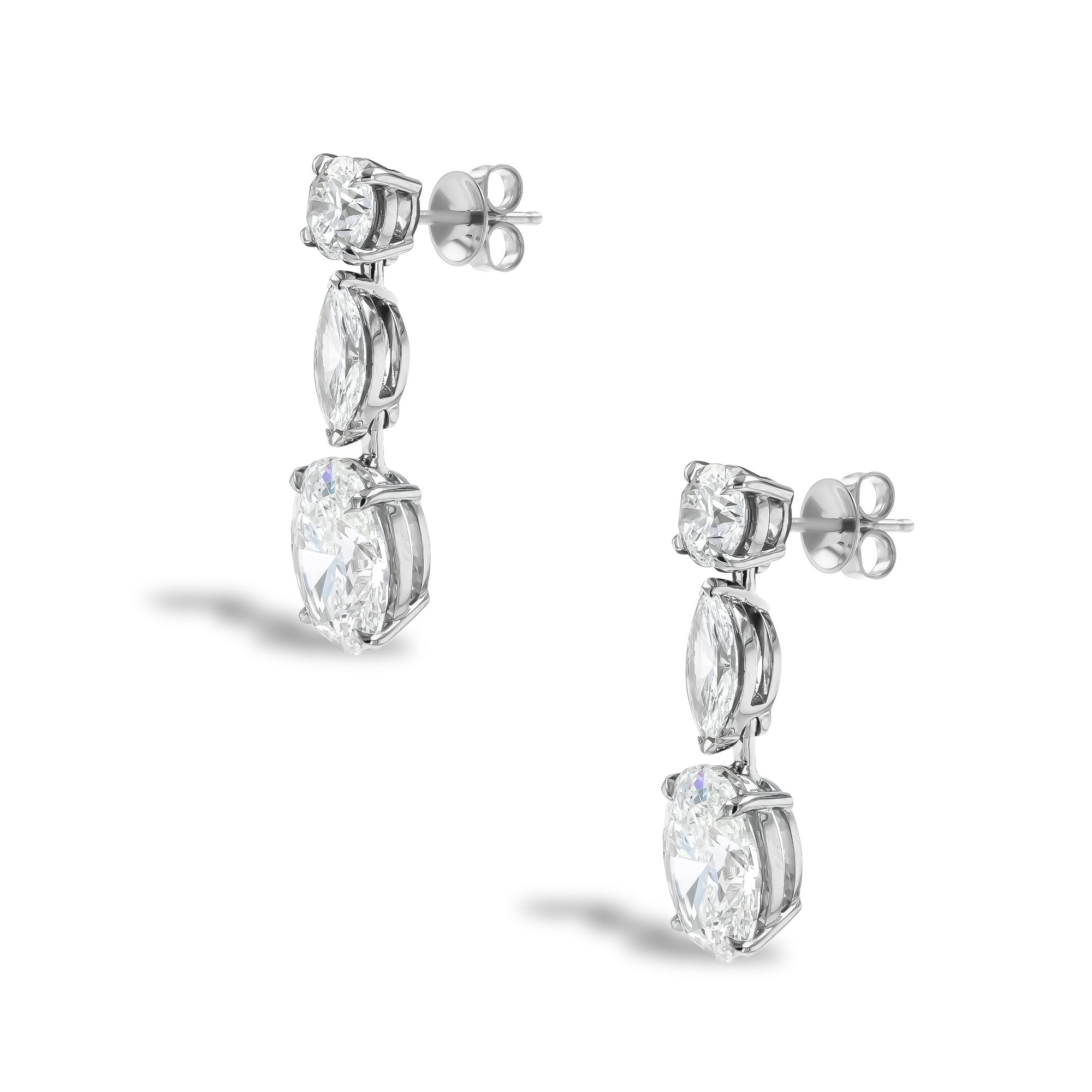 Oval Cut 4.01ct Diamond Drop Earrings Oval Cut, Claw Set_2