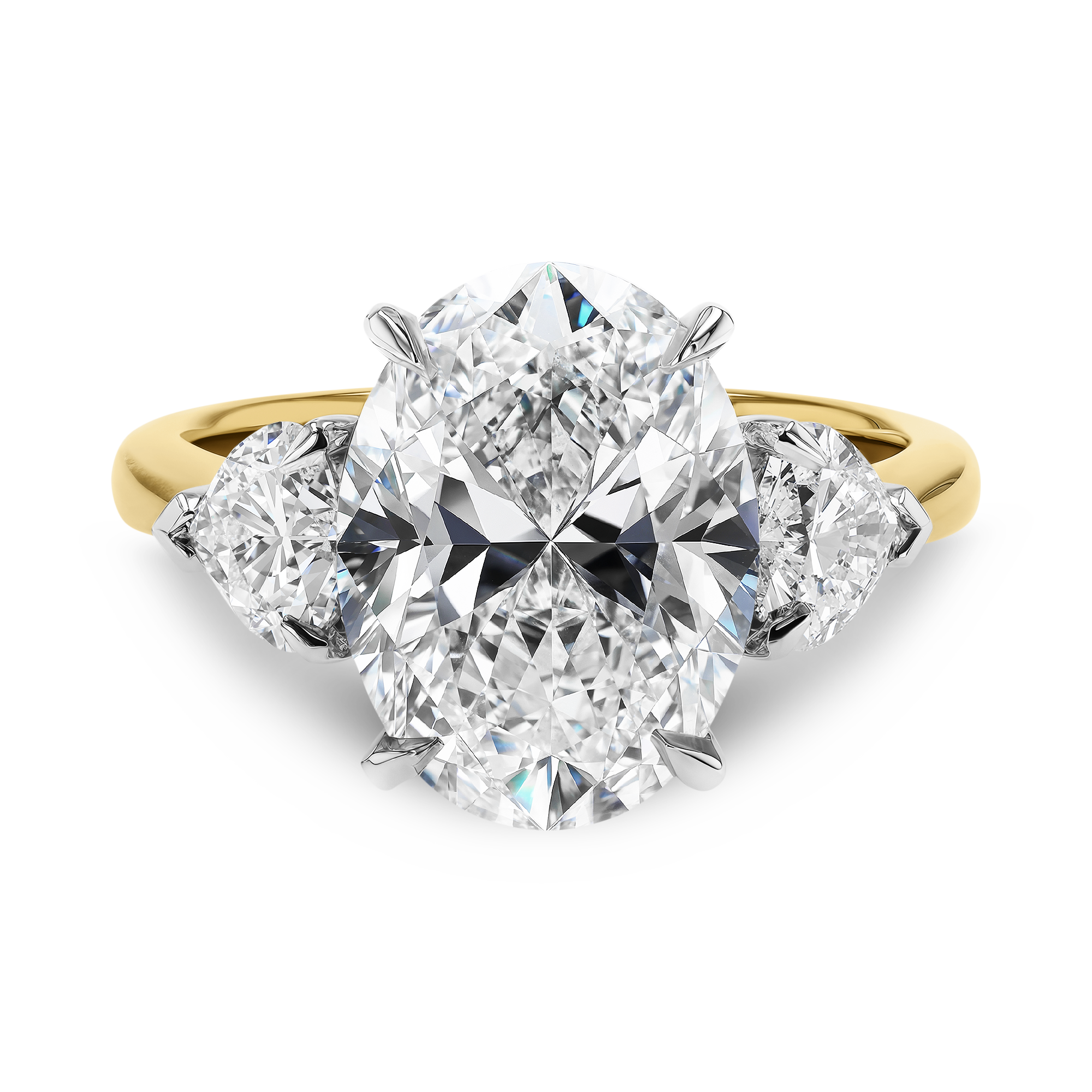 Venus Setting 5.01ct Diamond Three Stone Ring Oval Cut, Claw Set_2