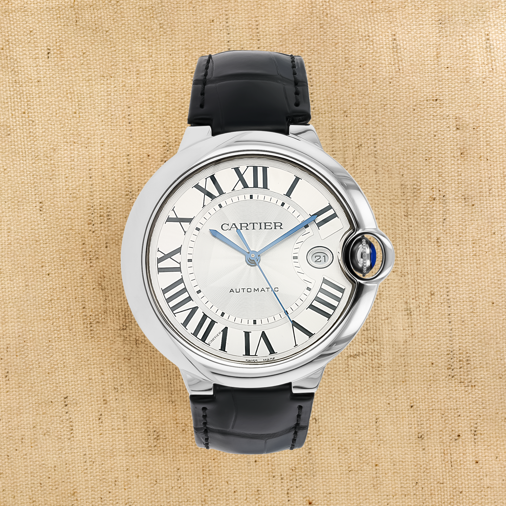 Cartier Ballon Bleu De Cartier Watch, 42mm, Steel, Leather WSBB0026