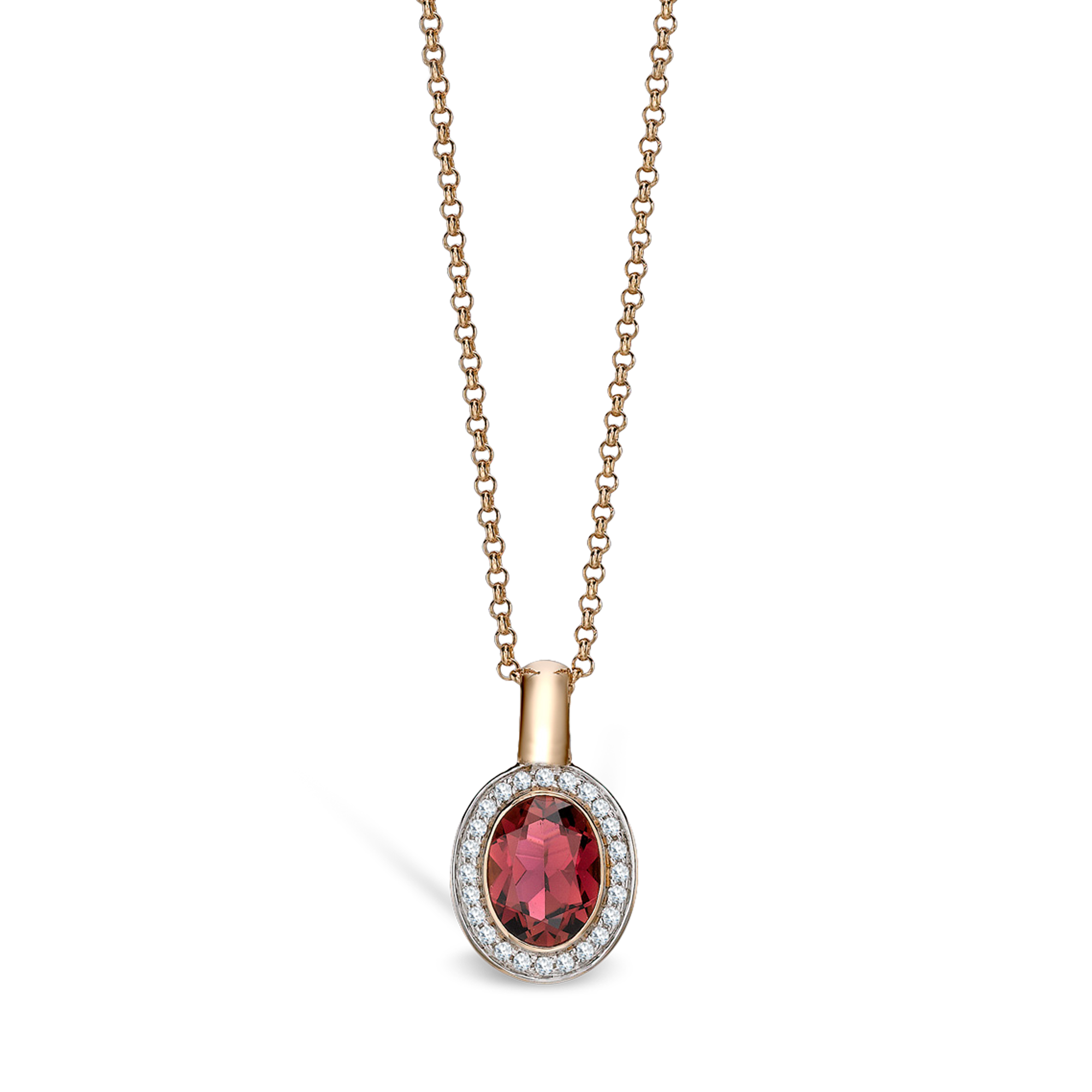 Paradise Tourmaline and Diamond Pendant Oval and Brilliant Cut, Rub Over and Claw Set_1