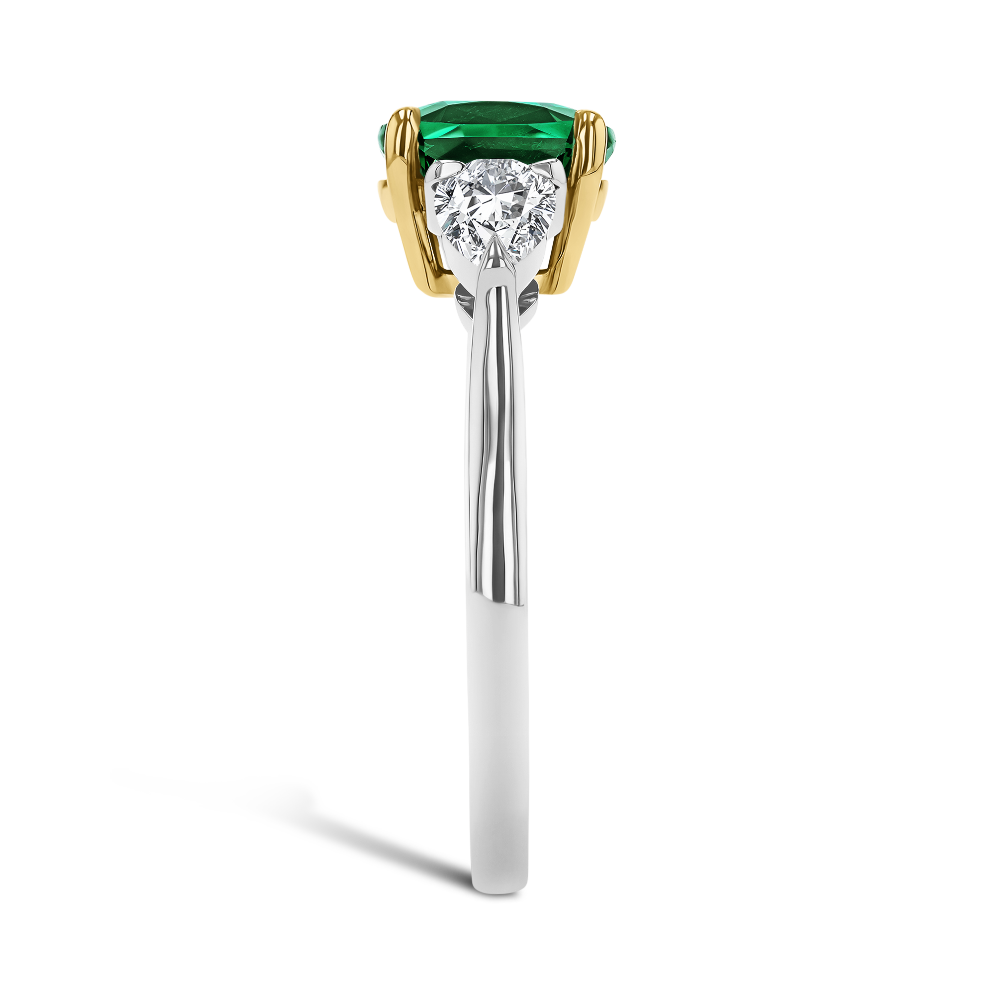 Cushion Cut 1.85ct Zambian Emerald and Diamond Ring Cushion Modern & Pear Cut, Claw Set_4