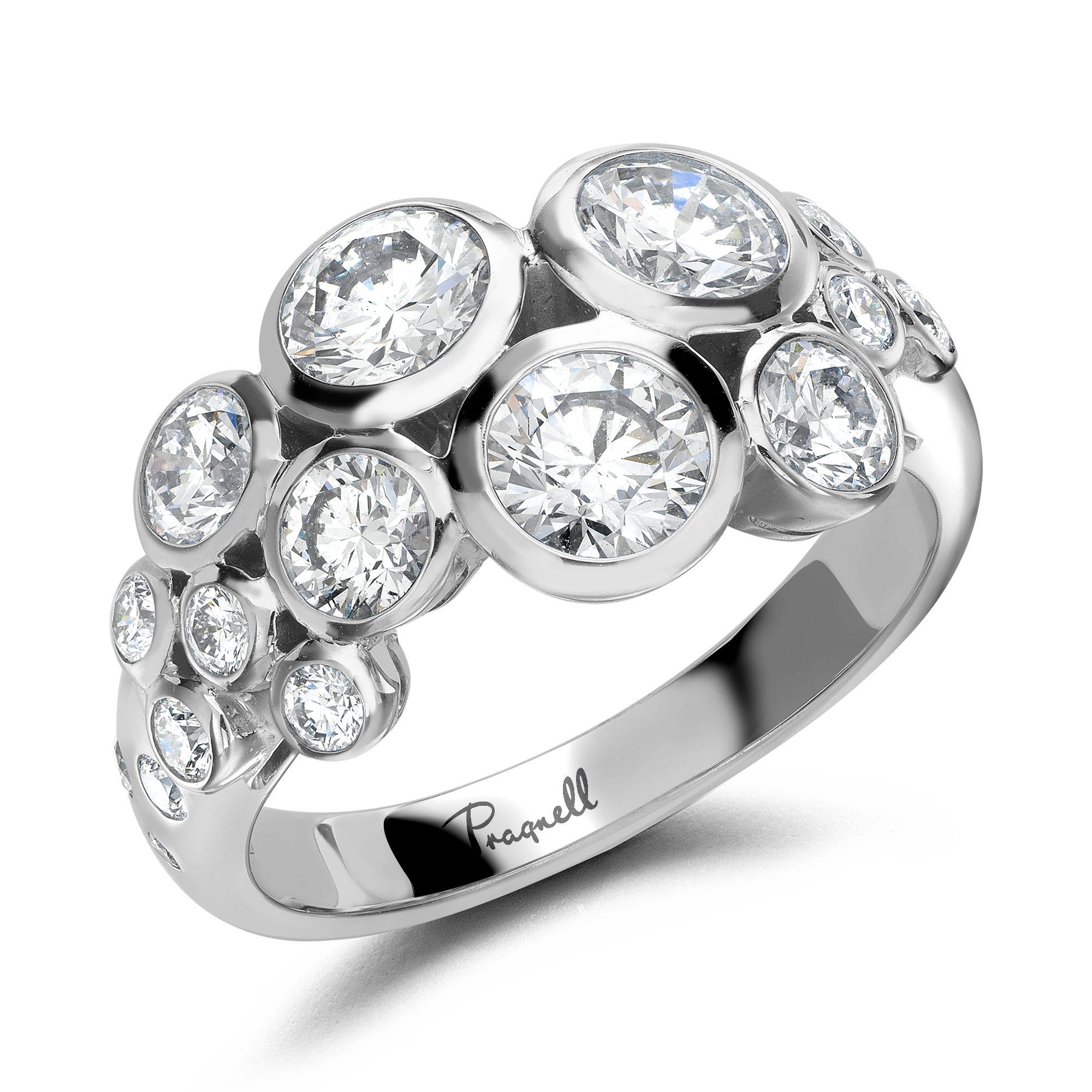 Bubbles Diamond Dress Ring Brilliant Cut, Rubover Set_1