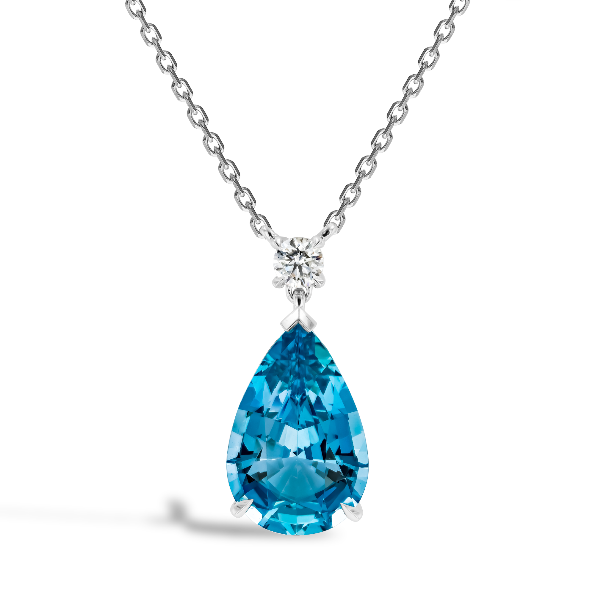 Pear Shaped 11.15ct Lukusuzi Aquamarine and Diamond Pendant Pear Shaped, Claw Set_1