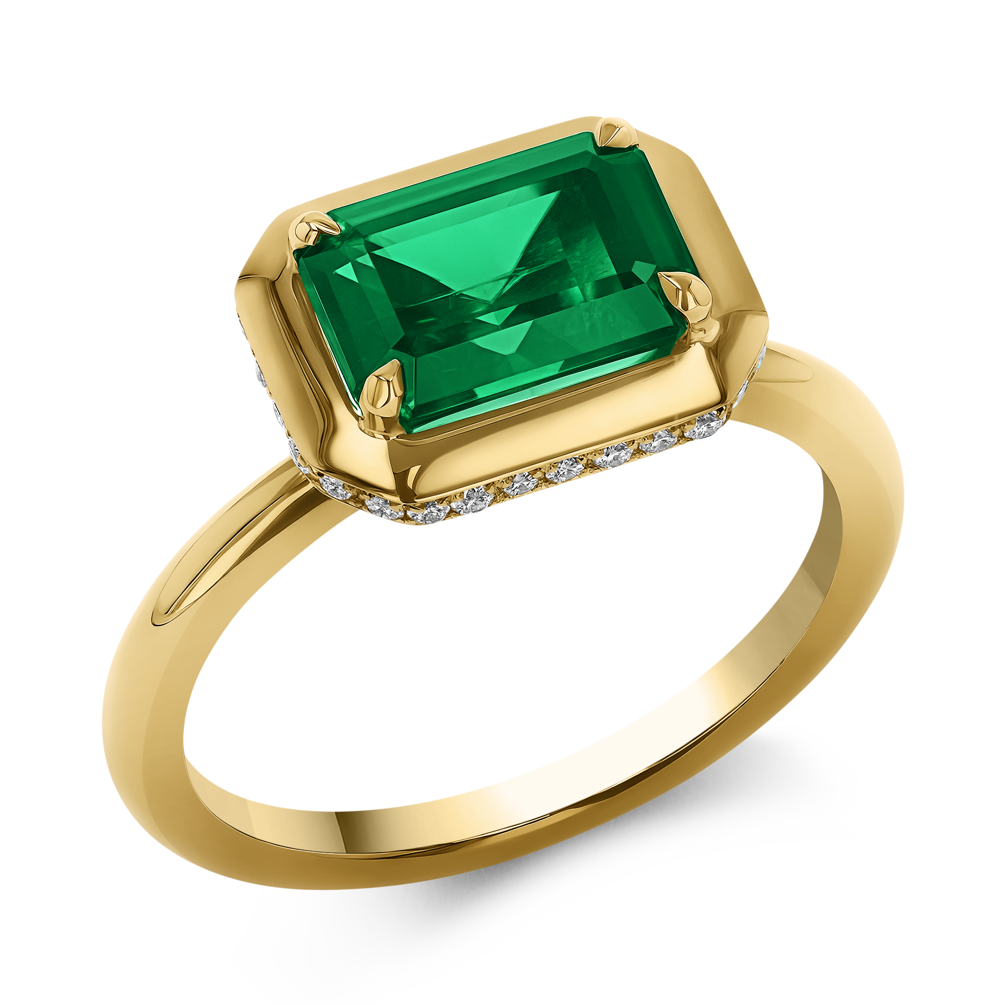 Skimming Stone 1.98ct Emerald and Diamond Solitaire Ring Emerald Cut, Claw Set_1