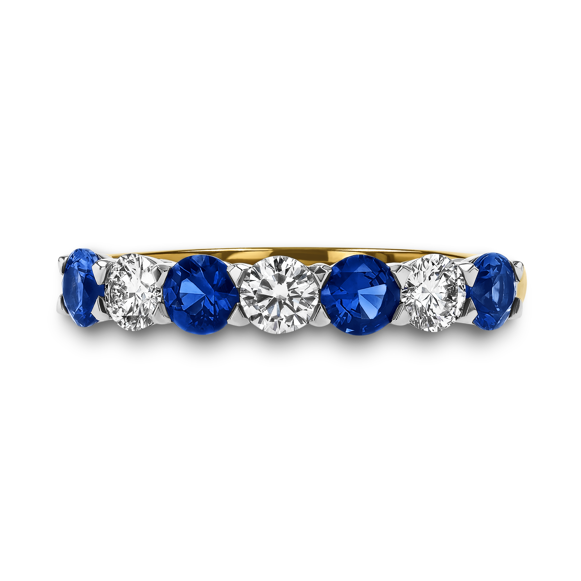 Diamond and Sapphire Eternity Ring in Yellow Gold Brilliant cut, Claw set_2