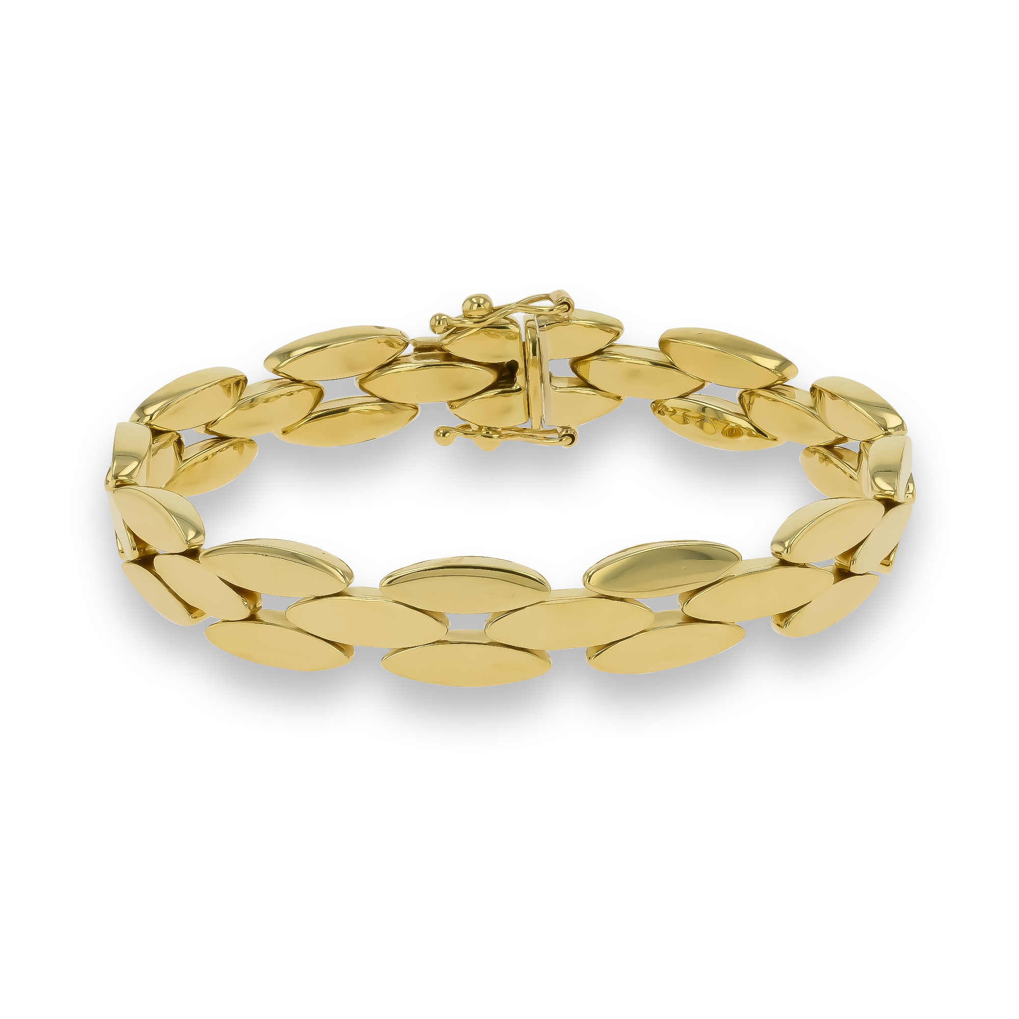 Contemporary Gold Three Row Link Bracelet _1