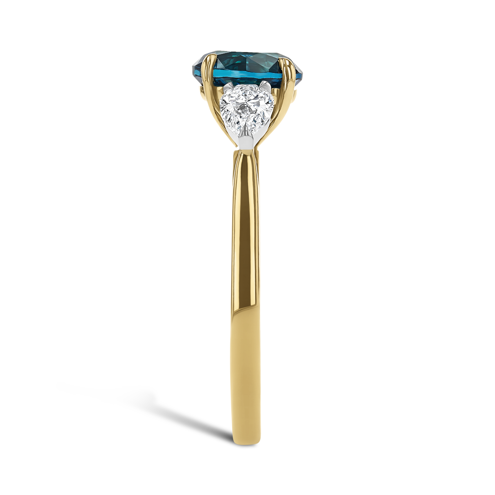 Brilliant Cut 1.66ct Namibian Indicolite Tourmaline and Diamond Ring Brilliant cut, Claw set_4