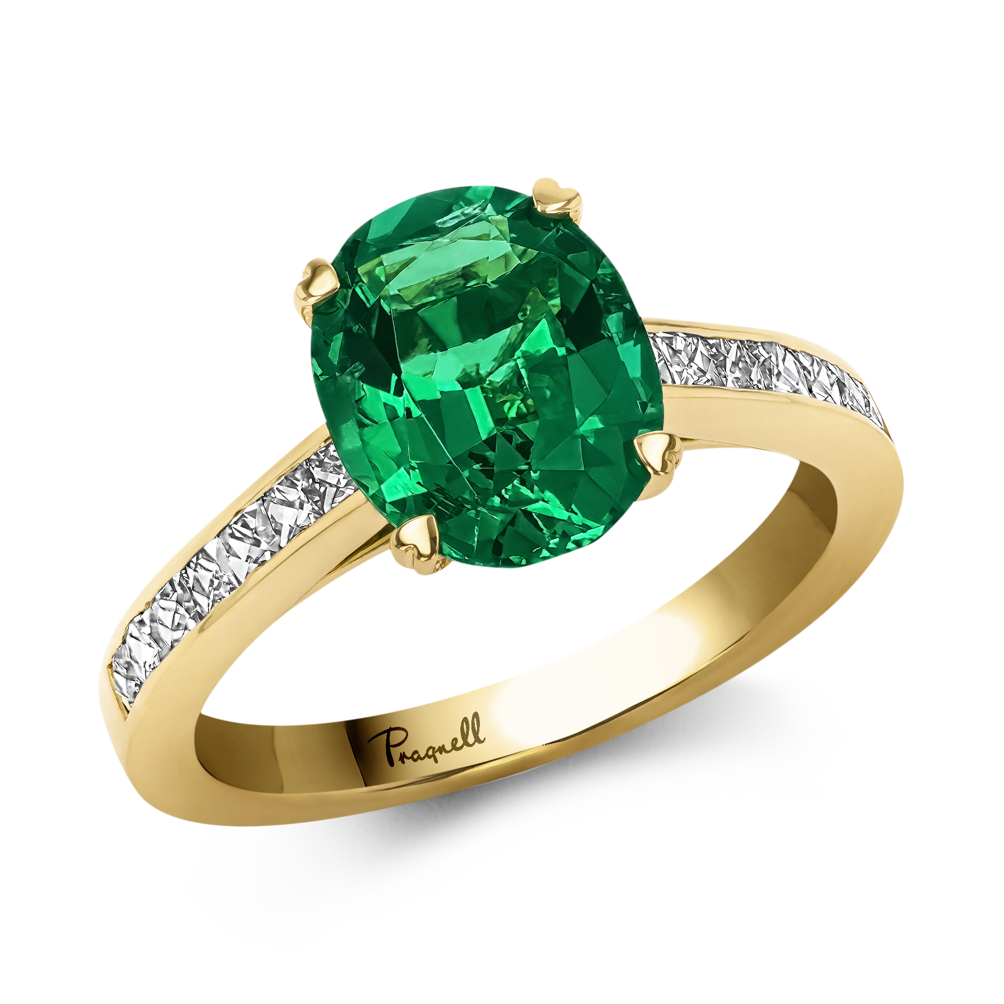 Gatsby 2.33ct Emerald and Diamond Solitaire Ring Oval Cut, Claw Set_1