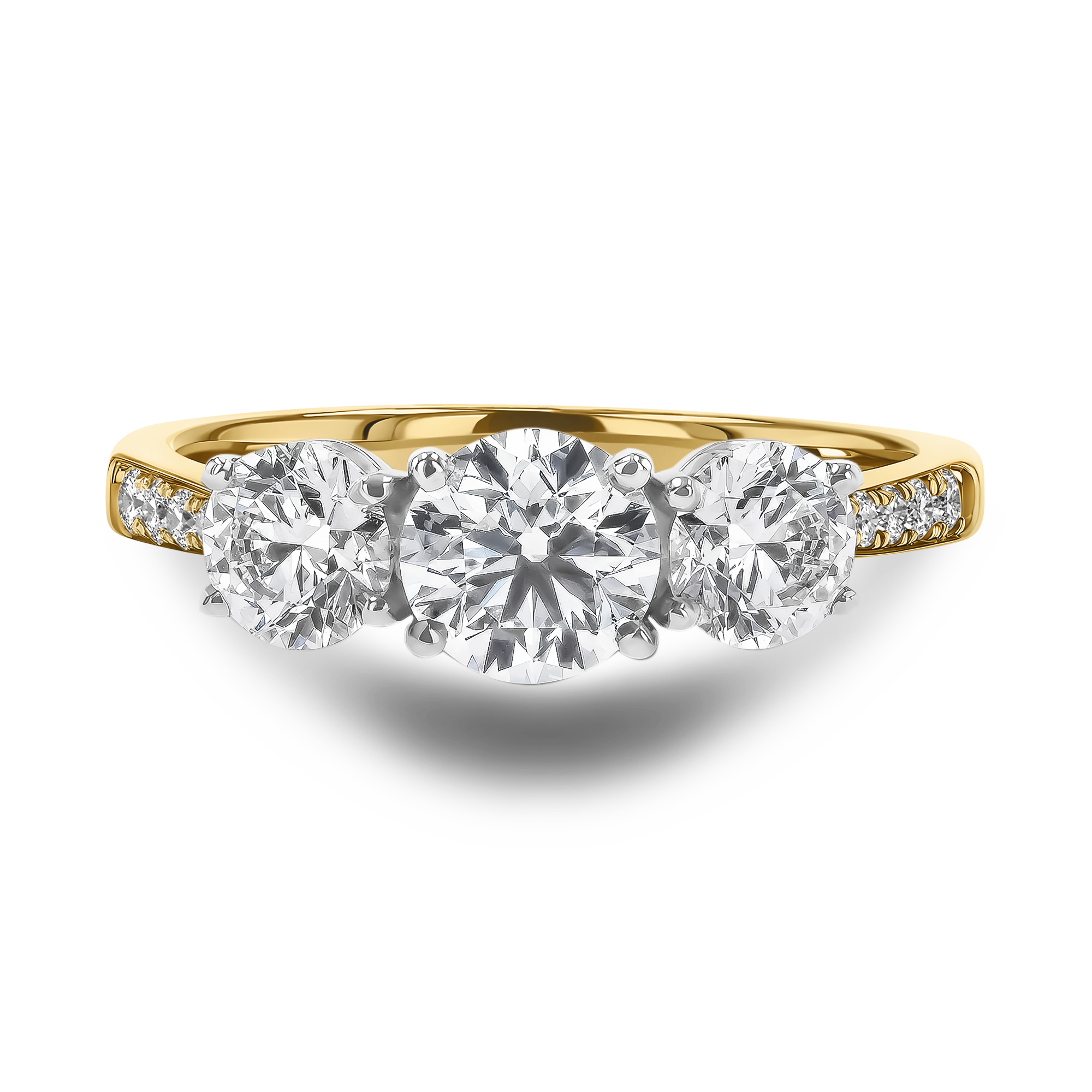 0.80CT Diamond Three-Stone Ring Brilliant Cut, Three-Stone, Diamond Shoulders_2