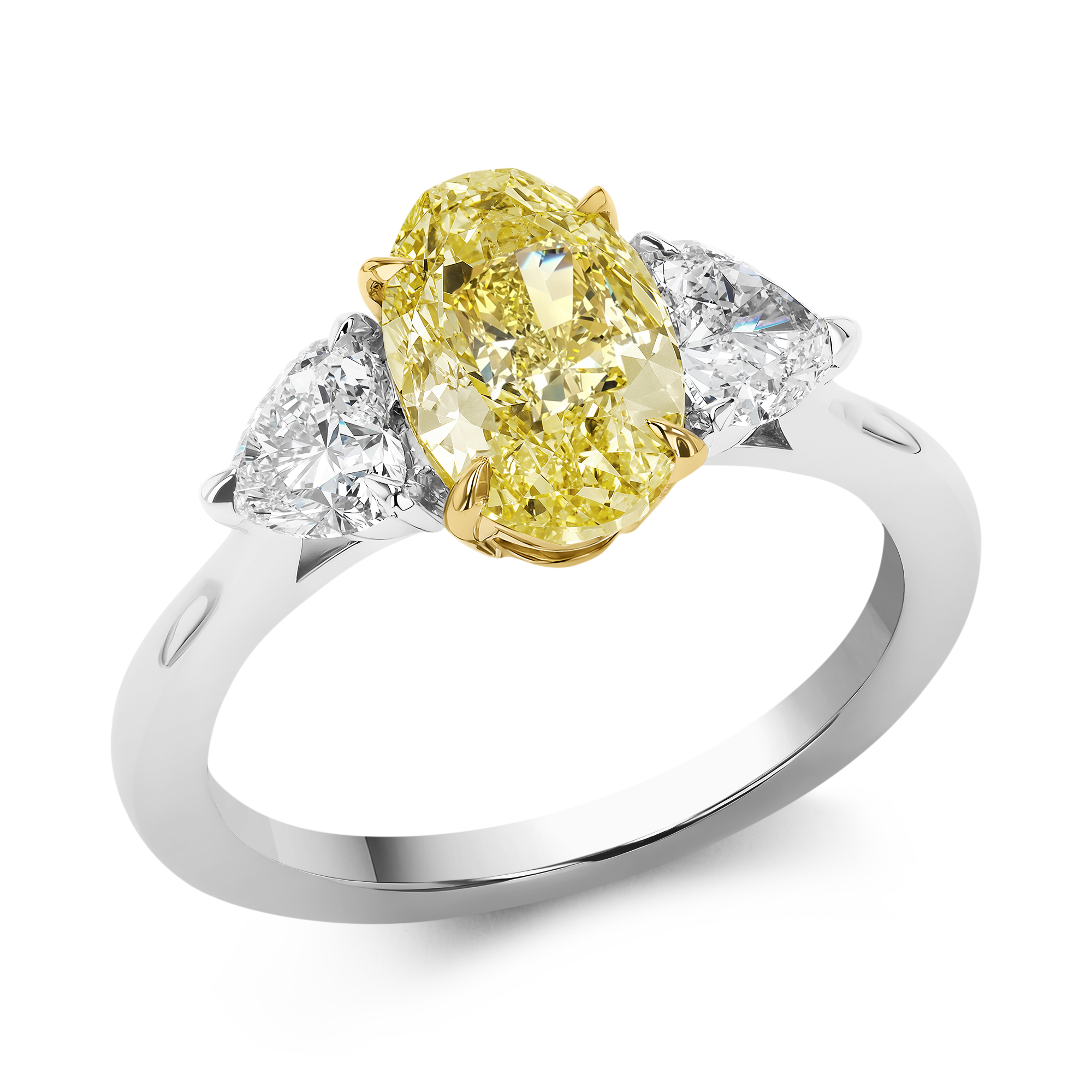 Venus Setting 2.01ct Kimberley Fancy Intense Yellow Diamond Ring Oval & Heart Cut, Claw Set_1