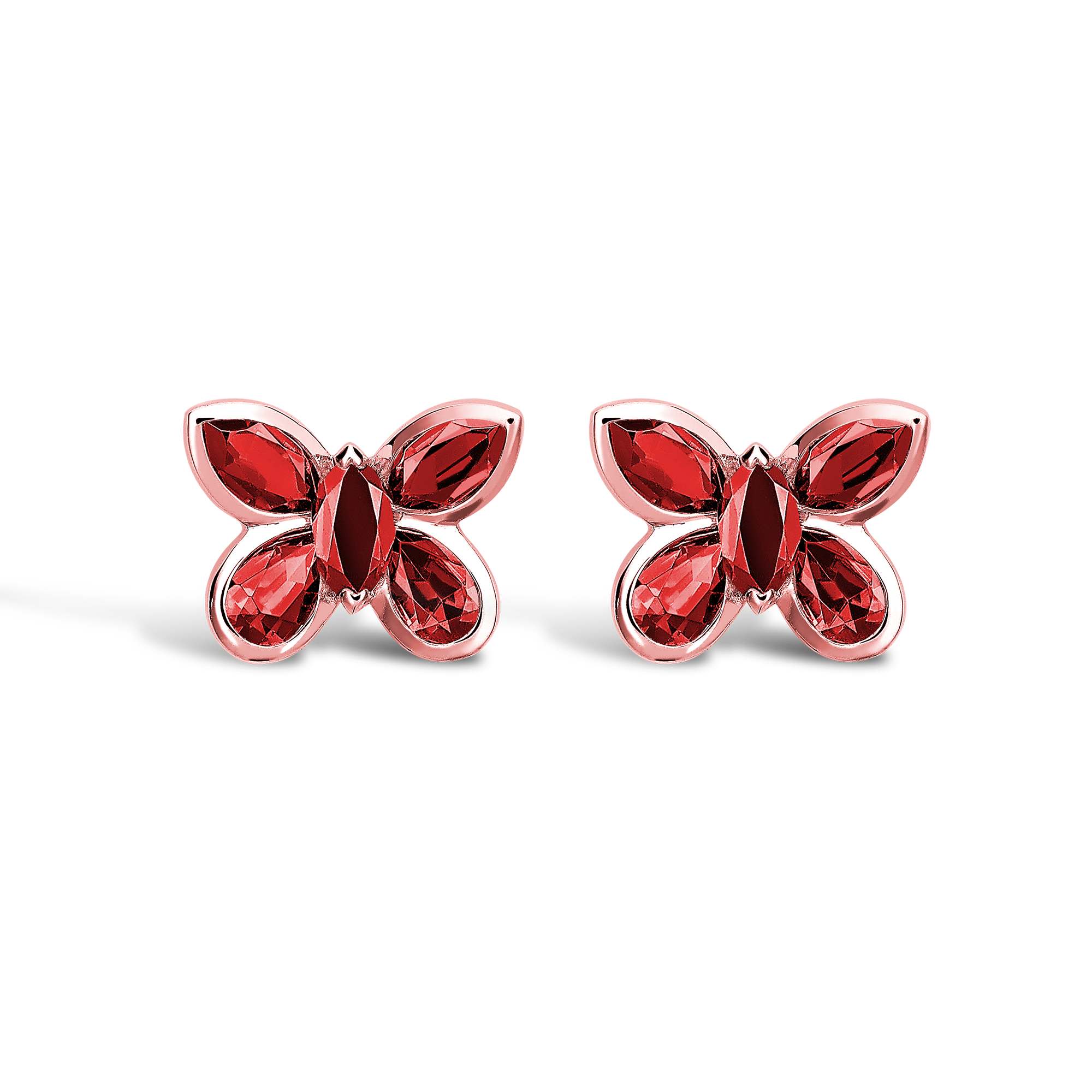 Butterfly Ruby Stud Earrings Pear and Marquise Cut, Rubover Set_1