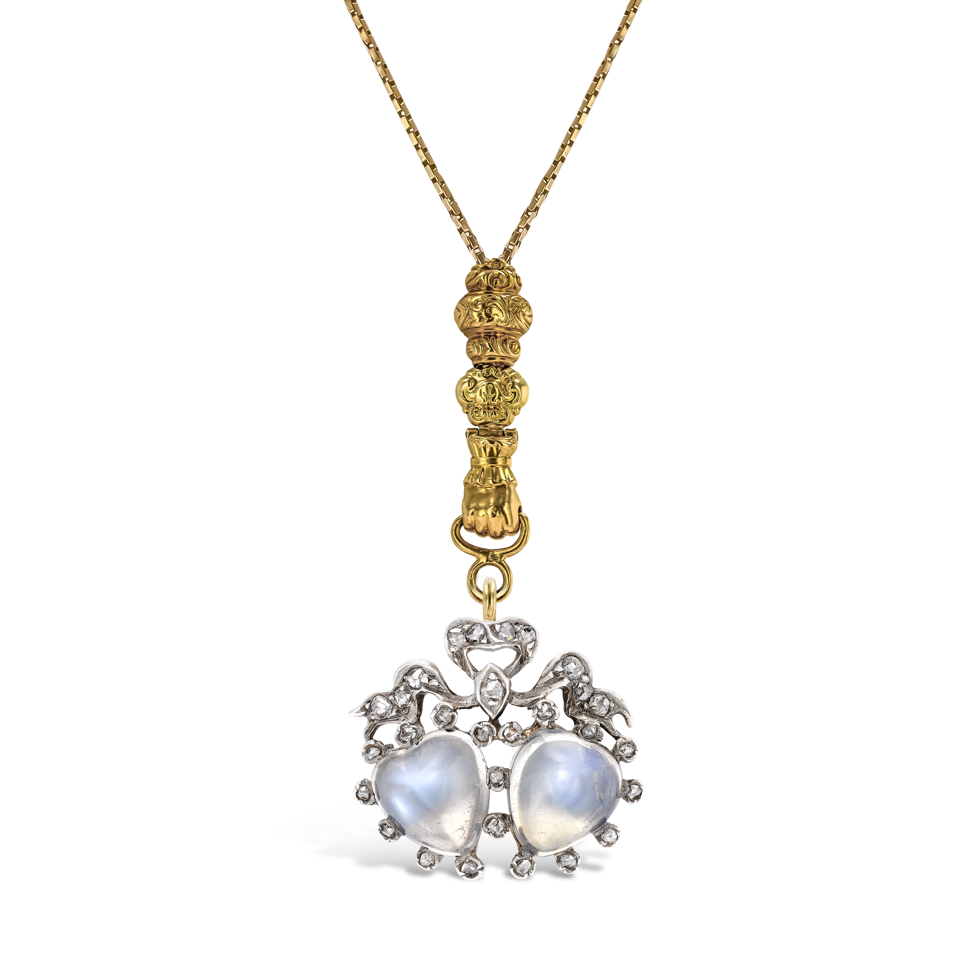 Belle Époque Heart Shaped 2.70ct Moonstone Pendant Heart Shaped, Claw Set_1