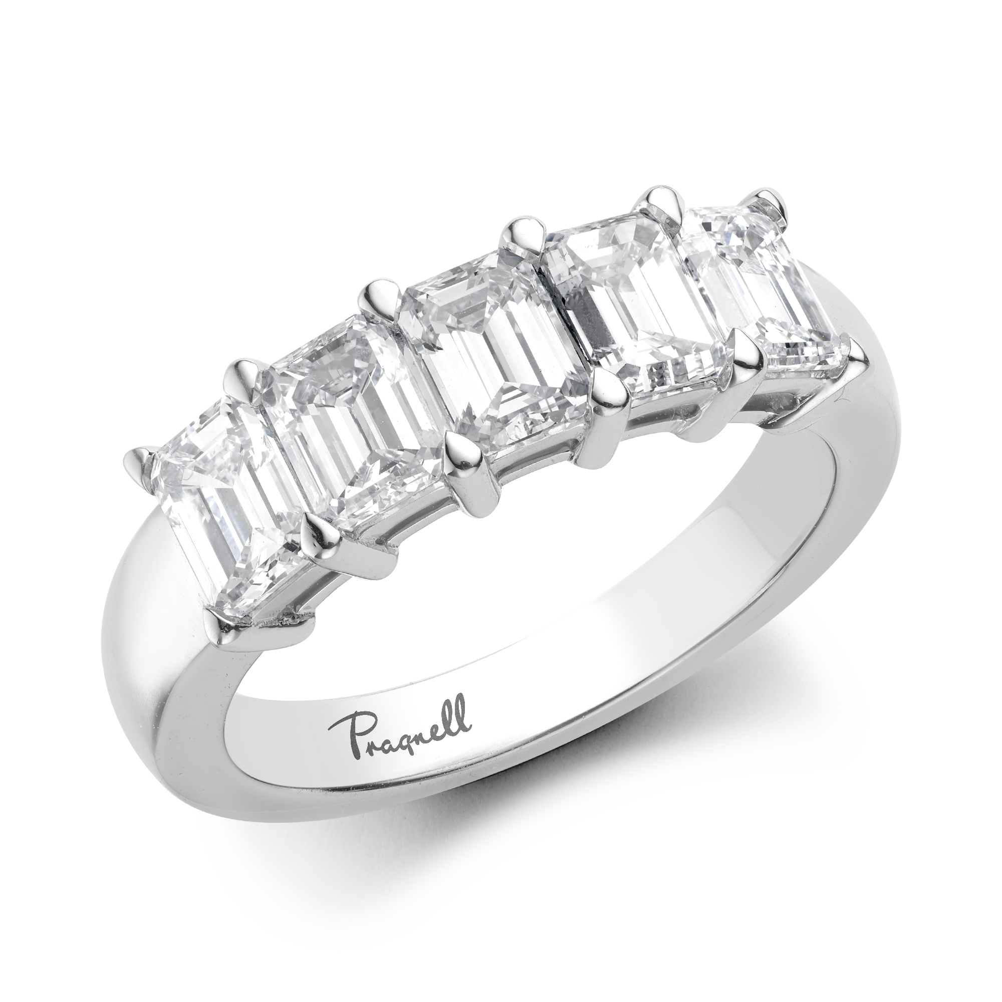 Five Stone Diamond Ring Emerald Cut, Claw Set_1