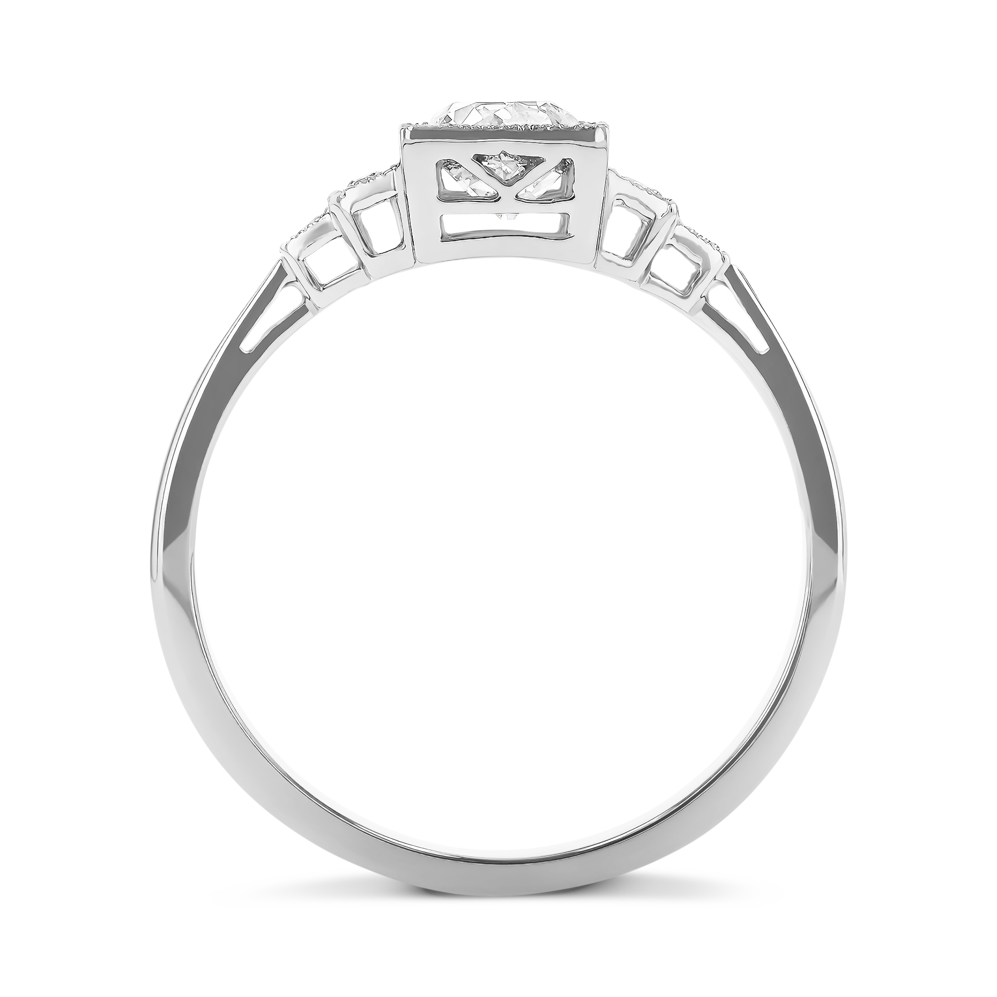 Brilliant Cut 0.57ct Diamond Ring in Platinum Brilliant Cut, Millegrain Set_3