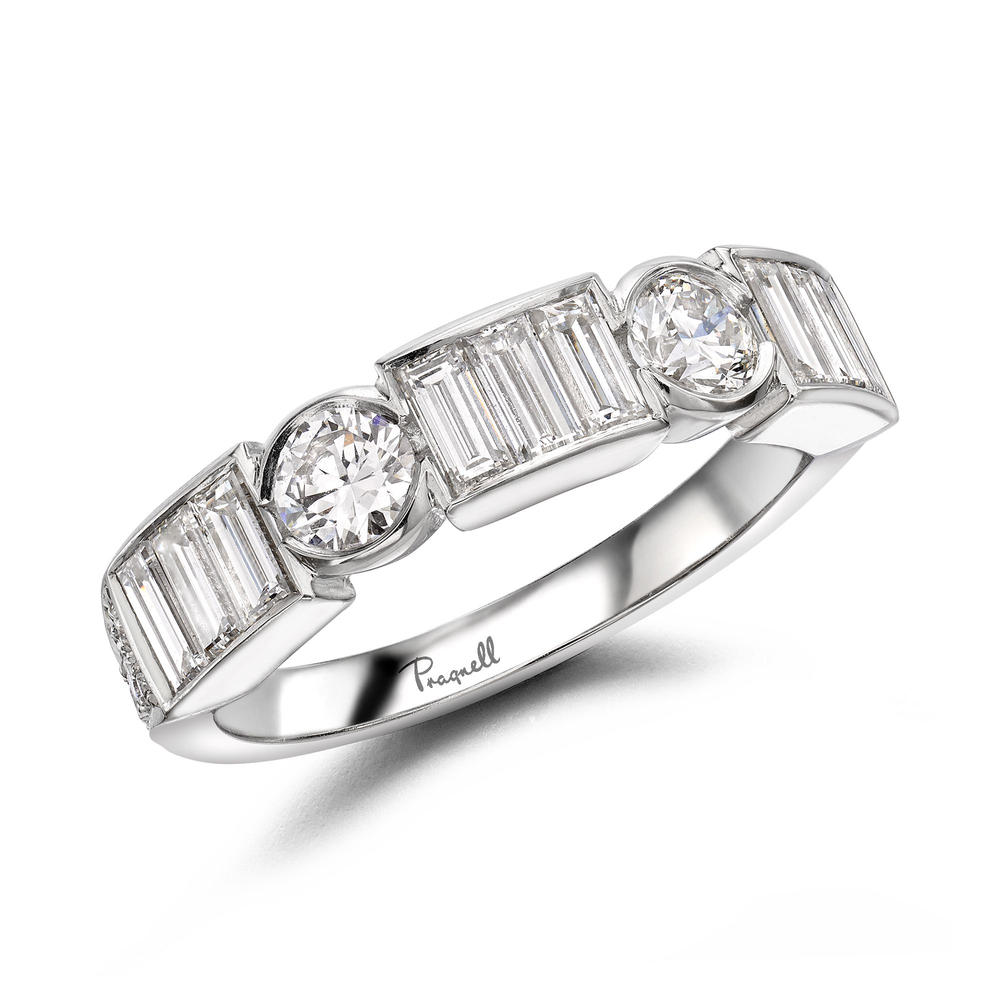 Antrobus 1.45ct Diamond Half Eternity Ring Baguette Cut, Rubover Set_1