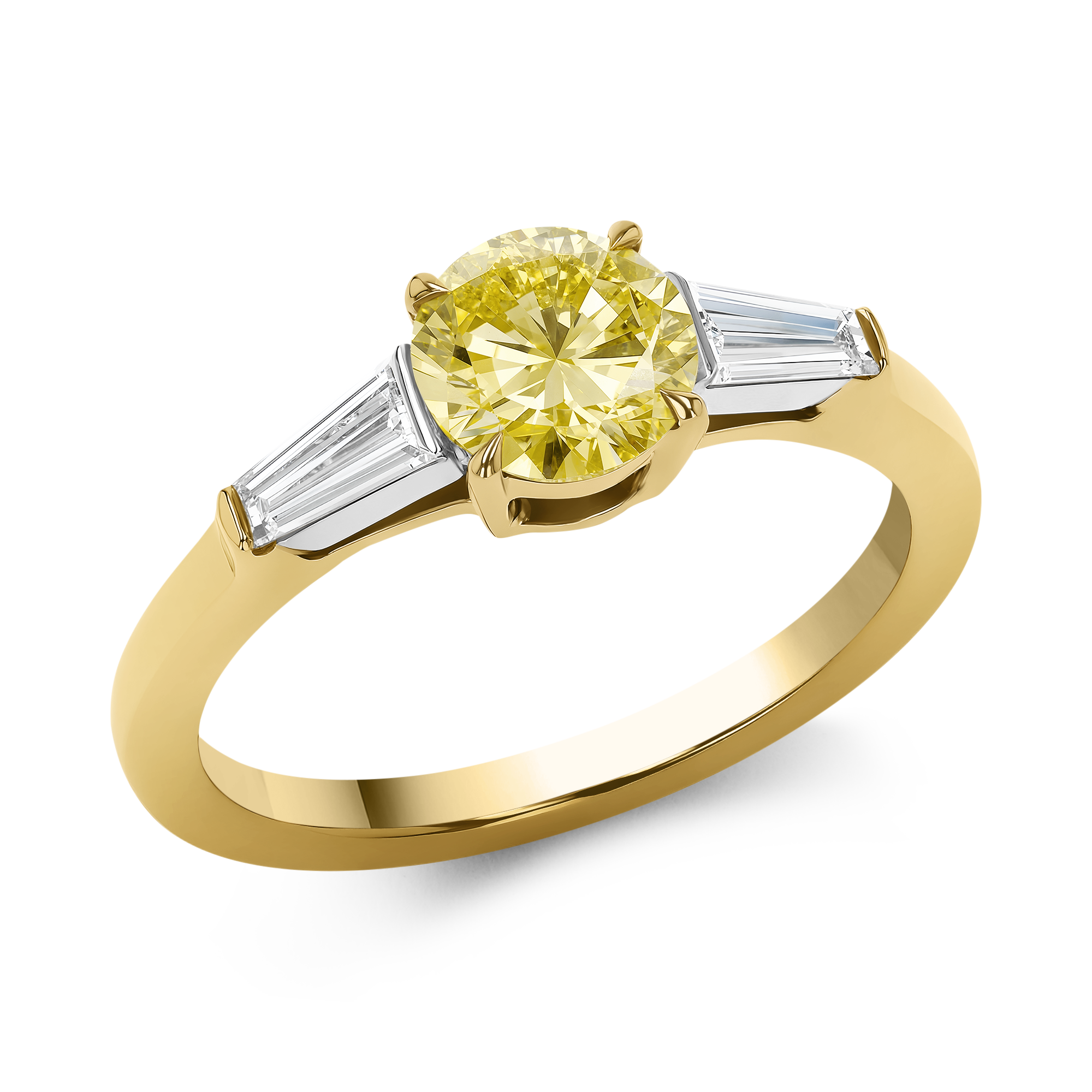 Regency Brilliant Cut 0.89ct Fancy Intense Yellow Diamond Ring Brilliant cut, Claw set_1