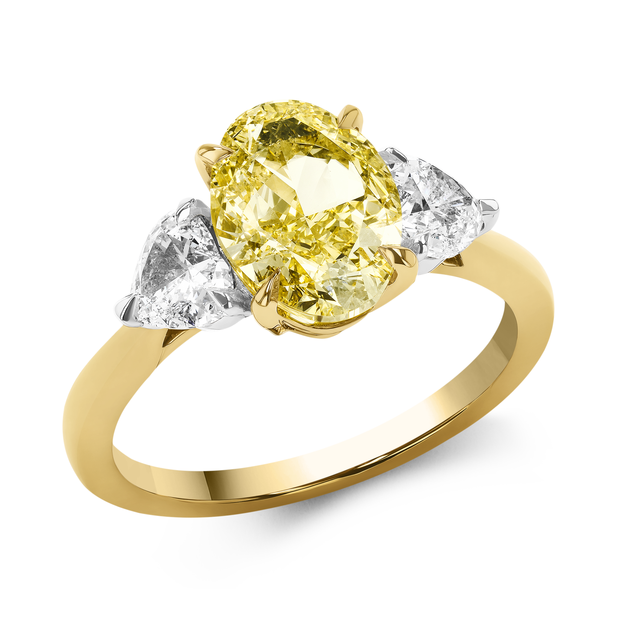 Venus Setting 3.01ct Fancy Yellow Diamond Ring Oval & Heart Cut, Claw Set_1