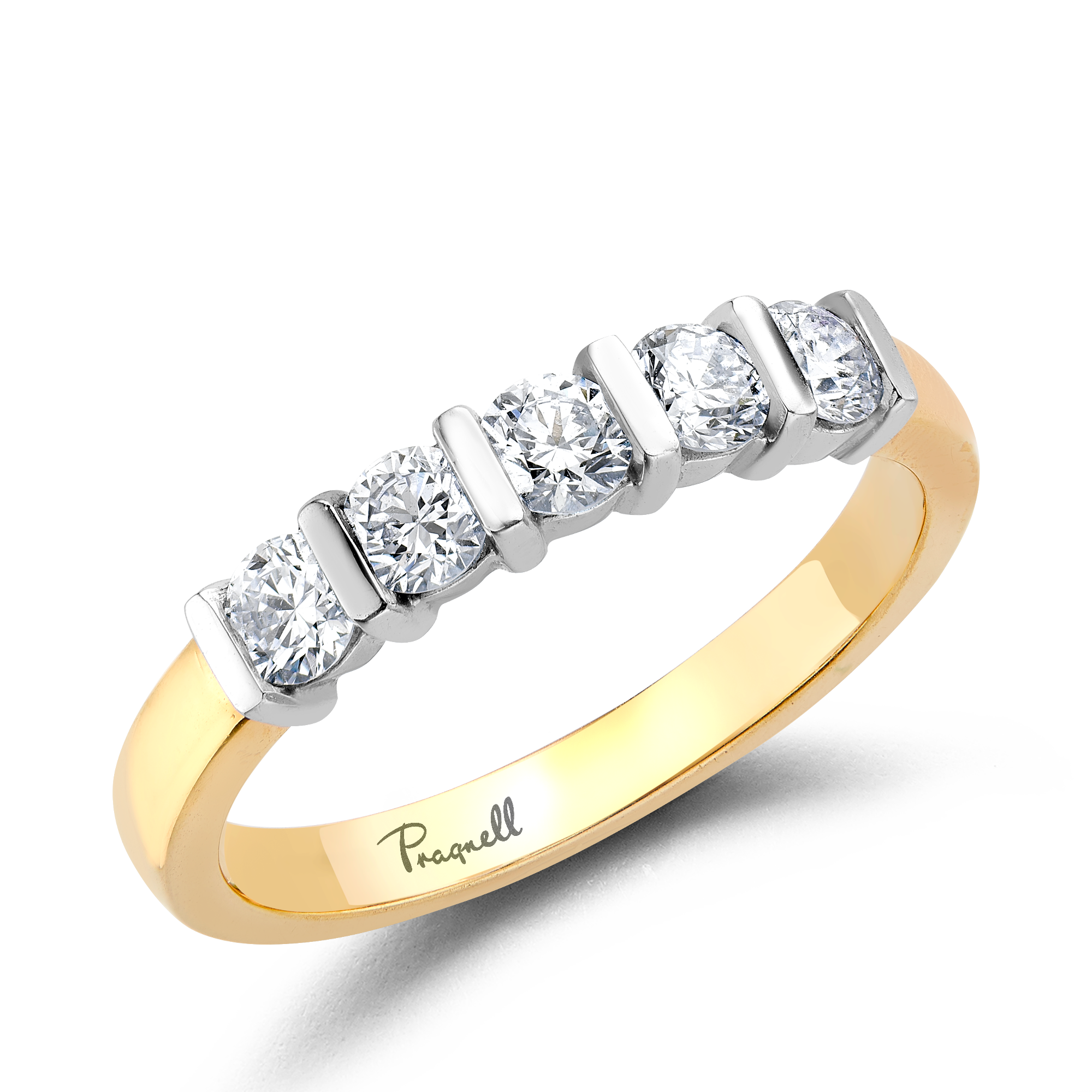 Round Brilliant Cut Diamond Five-Stone Ring Brilliant Cut, Five-Stone, Bar Set_1