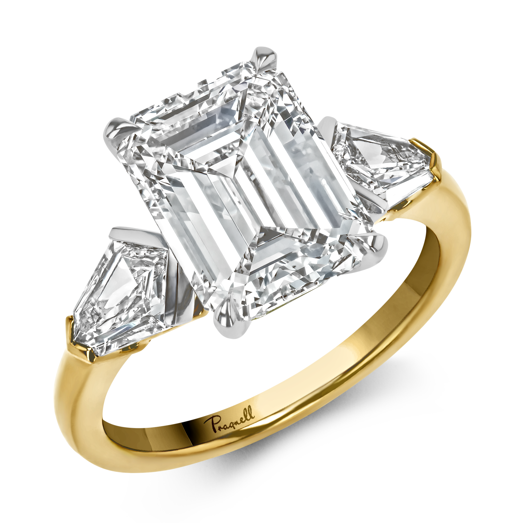 Kite Setting 4.04ct Diamond Solitaire Ring Emerald Cut, Claw Set_1