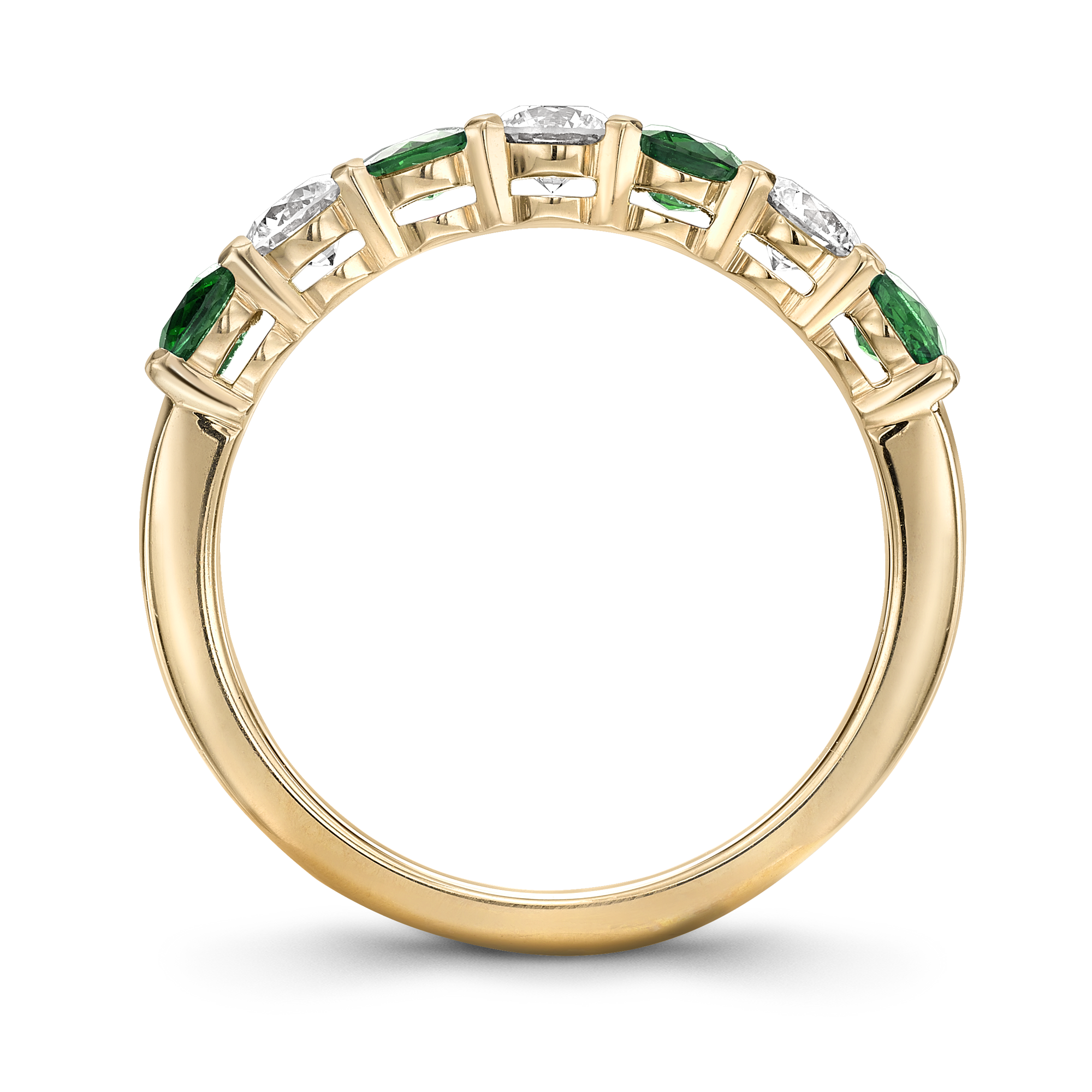 Emerald and Diamond Seven-Stone Ring Brilliant Cut, Seven-Stone, Claw Set_3