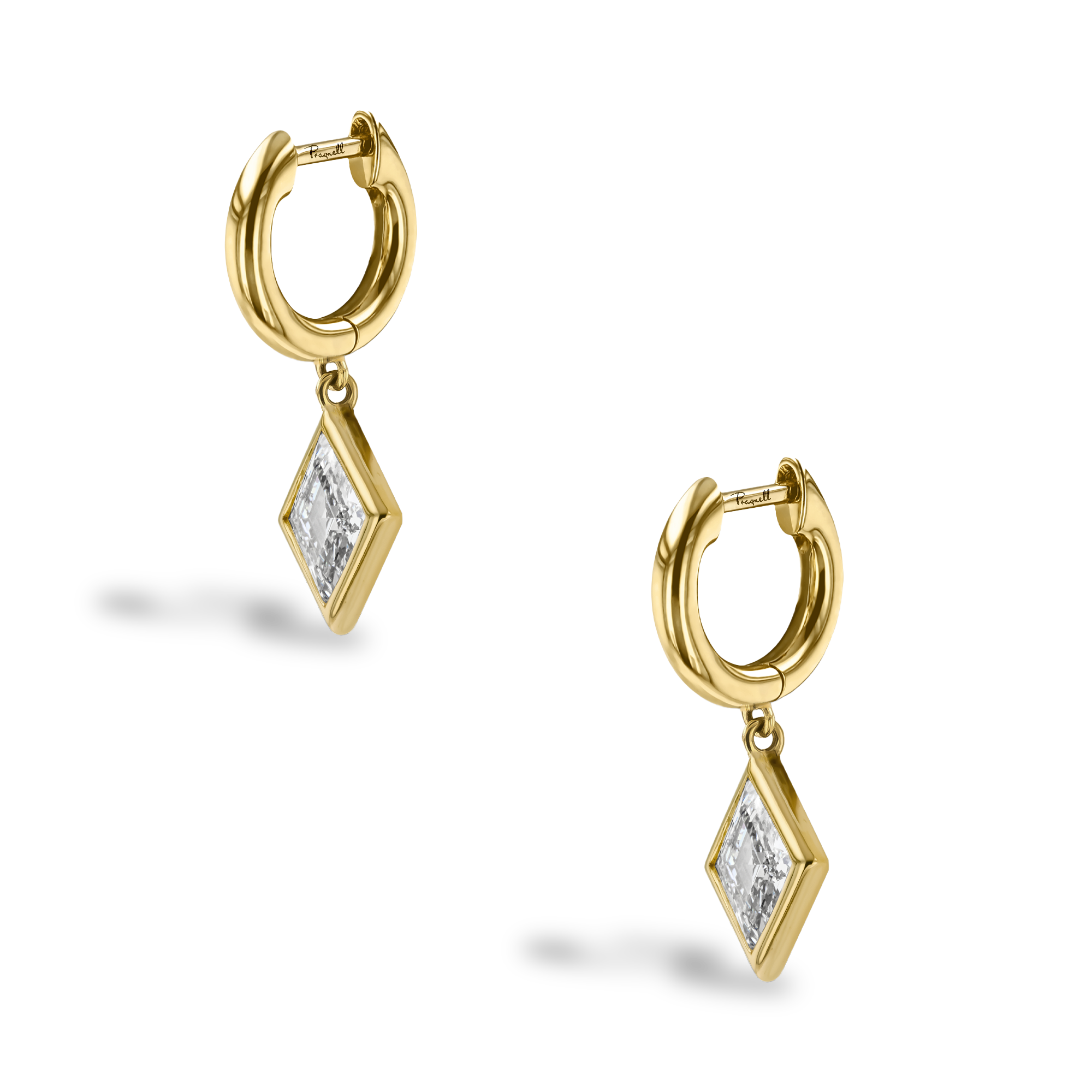 Lozenge Cut 1.13ct Diamond Drop Earrings Lozenge Cut, Rubover Set_3