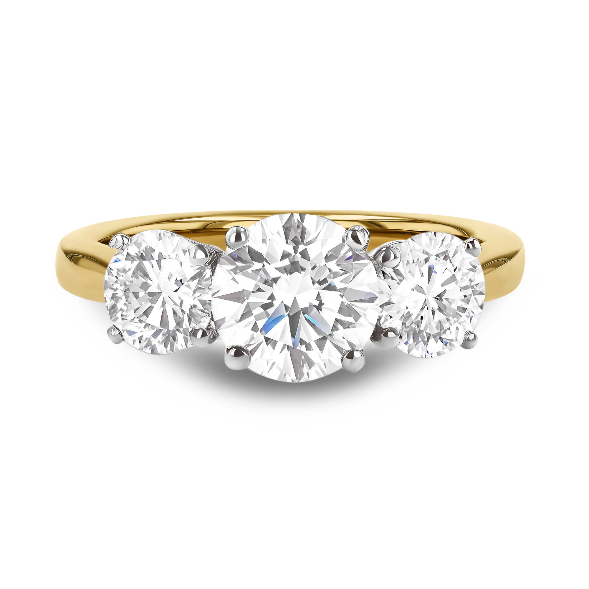 Classic 2.20ct Diamond Three Stone Ring Brilliant cut, Claw set_2