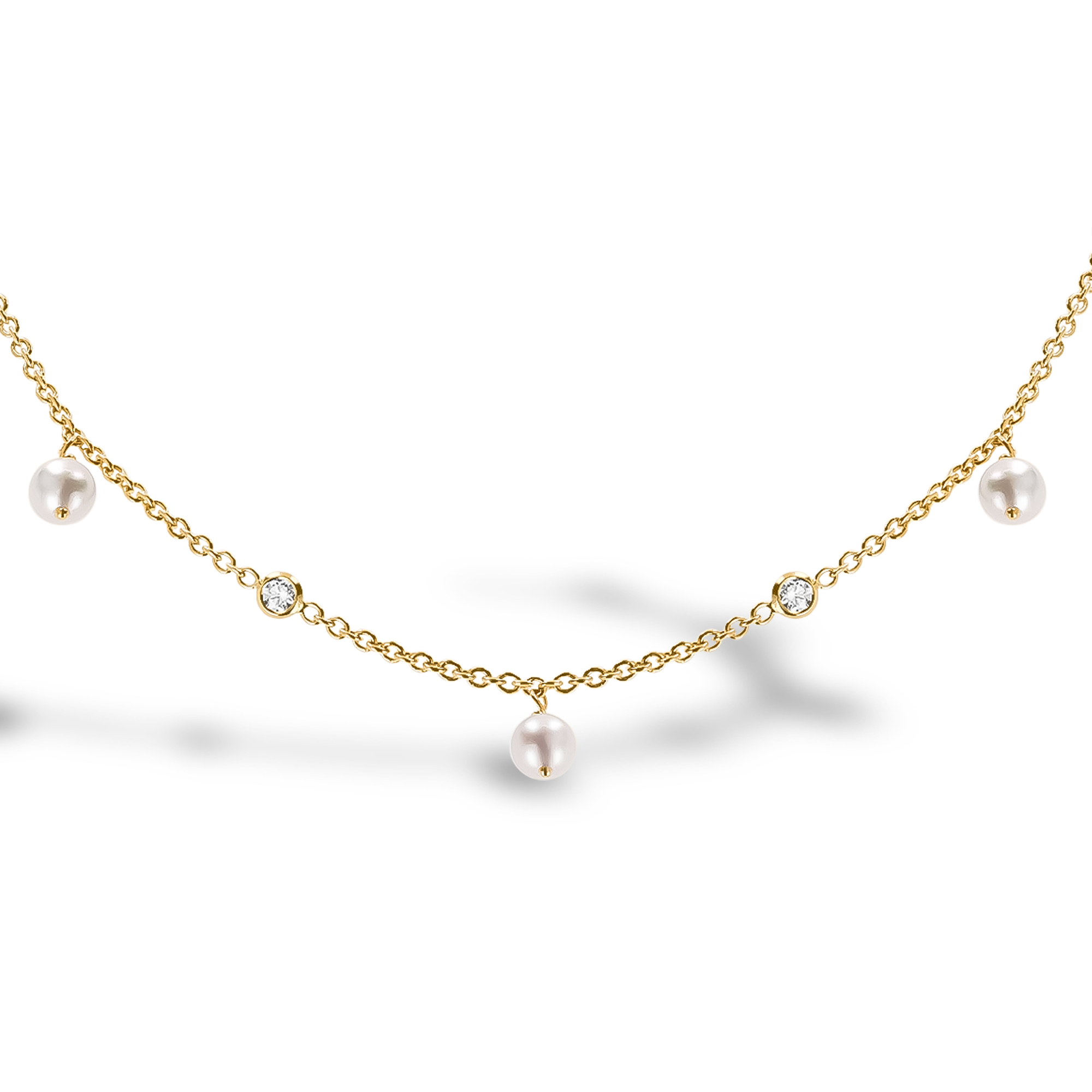 Akoya Pearl and Diamond  Long Necklace Brilliant Cut, Rubover Set_2