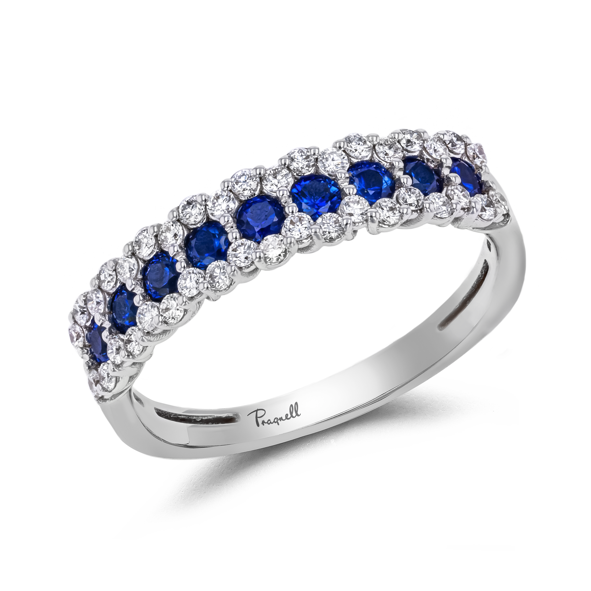 Brilliant Cut Sapphire and Diamond Ring Brilliant Cut, Half Eternity, Claw Set_1