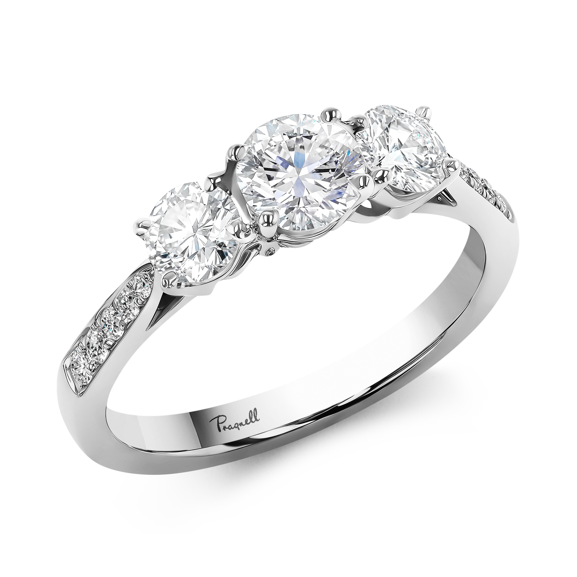 0.30ct Diamond Three-Stone Ring Brilliant Cut, Three-Stone, Diamond Shoulders_1