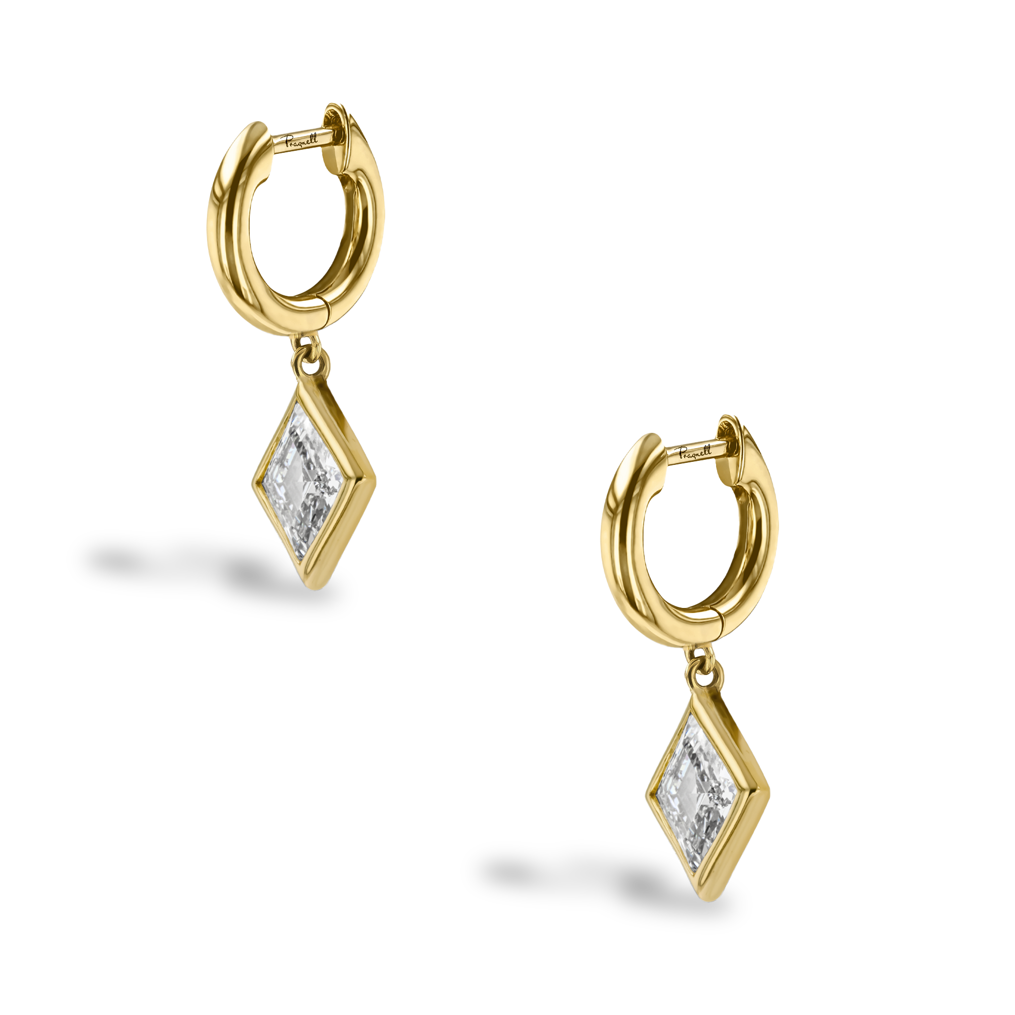 Lozenge Cut 1.27ct Diamond Drop Earrings Lozenge Cut, Rubover Set_3