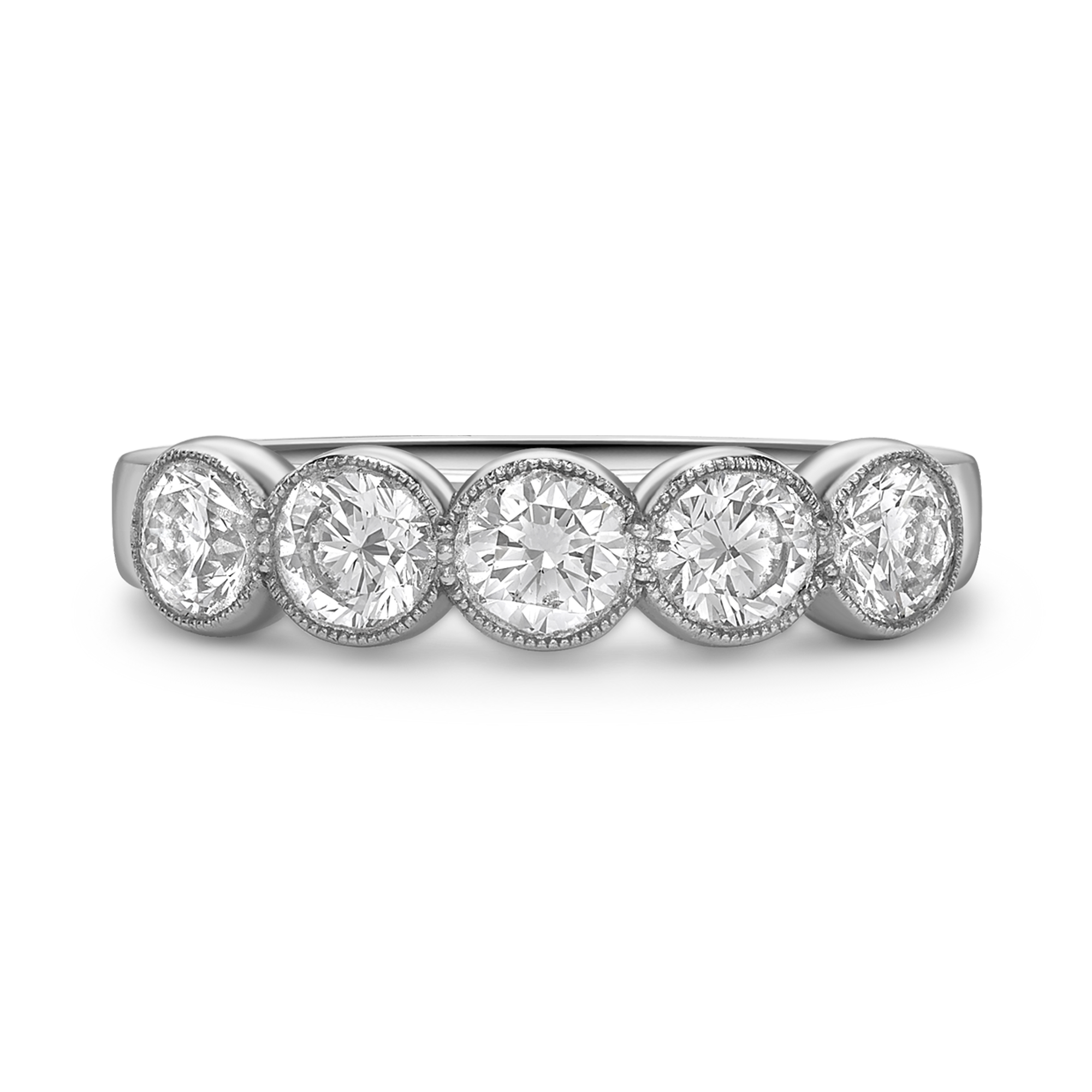 Brilliant Cut 1.56ct Diamond Five Stone Ring Brilliant Cut, Millegrain Set_1