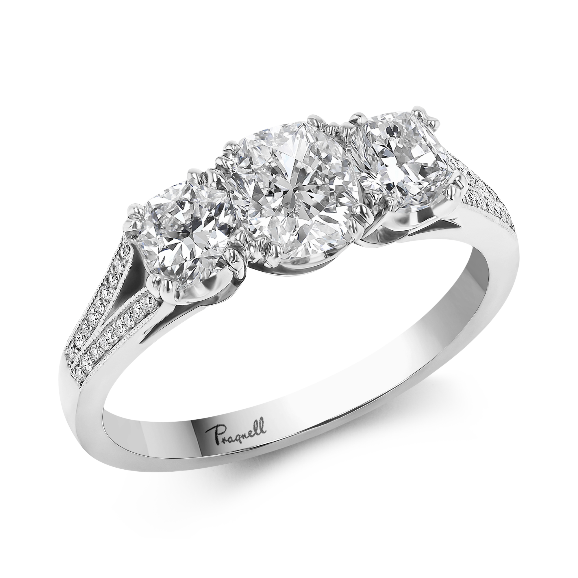 Imperial 1.70ct Diamond Three Stone Ring Cushion Cut, Claw Set_1