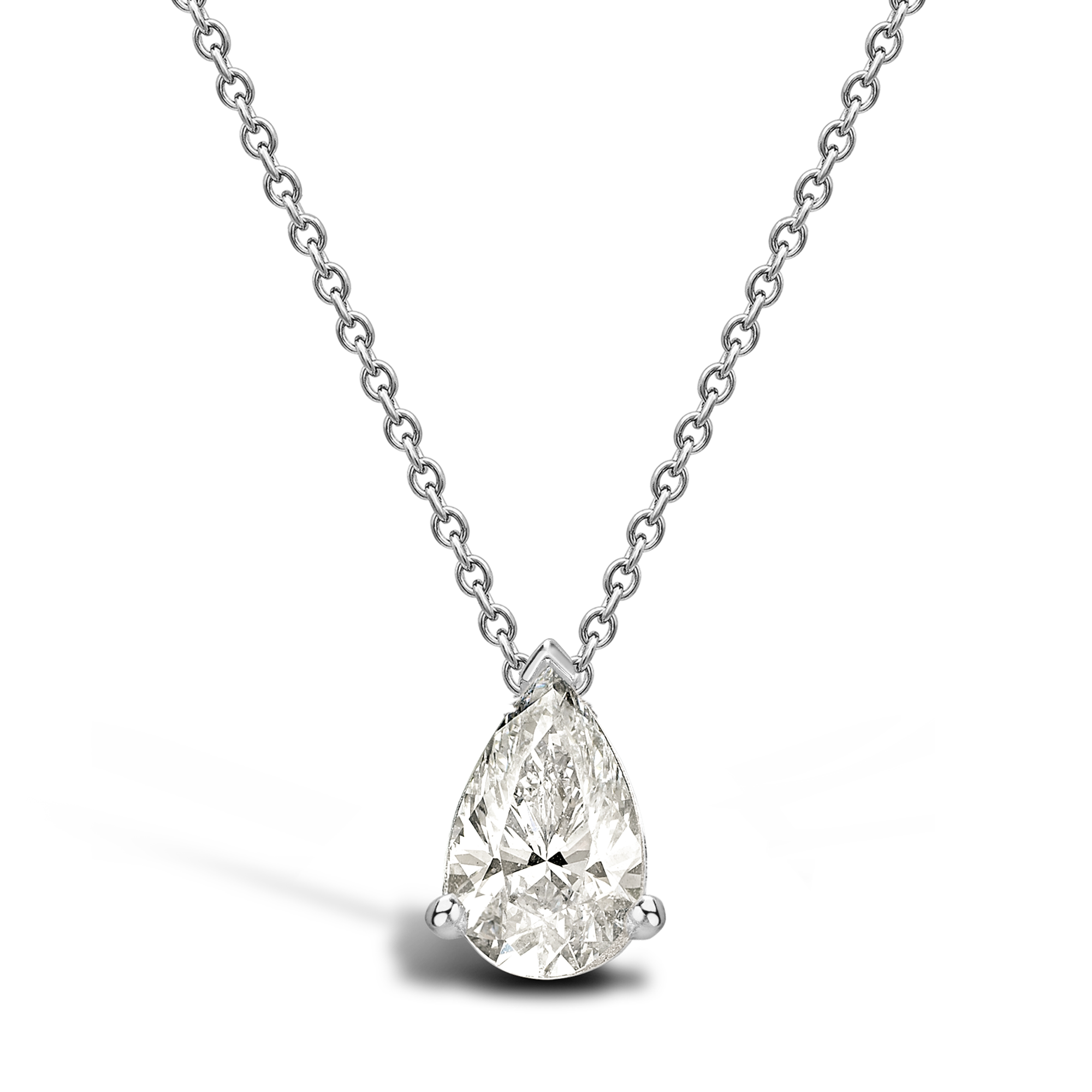 Pear Shaped Cut 1.51ct Diamond Pendant in 18ct White Gold Pear Cut, Claw Set_1