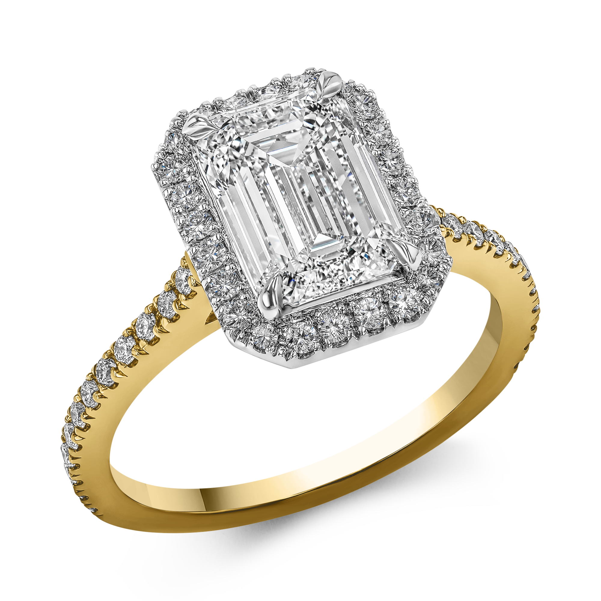 Classic 2.50ct Diamond Cluster Ring Emerald Cut, Claw Set_1