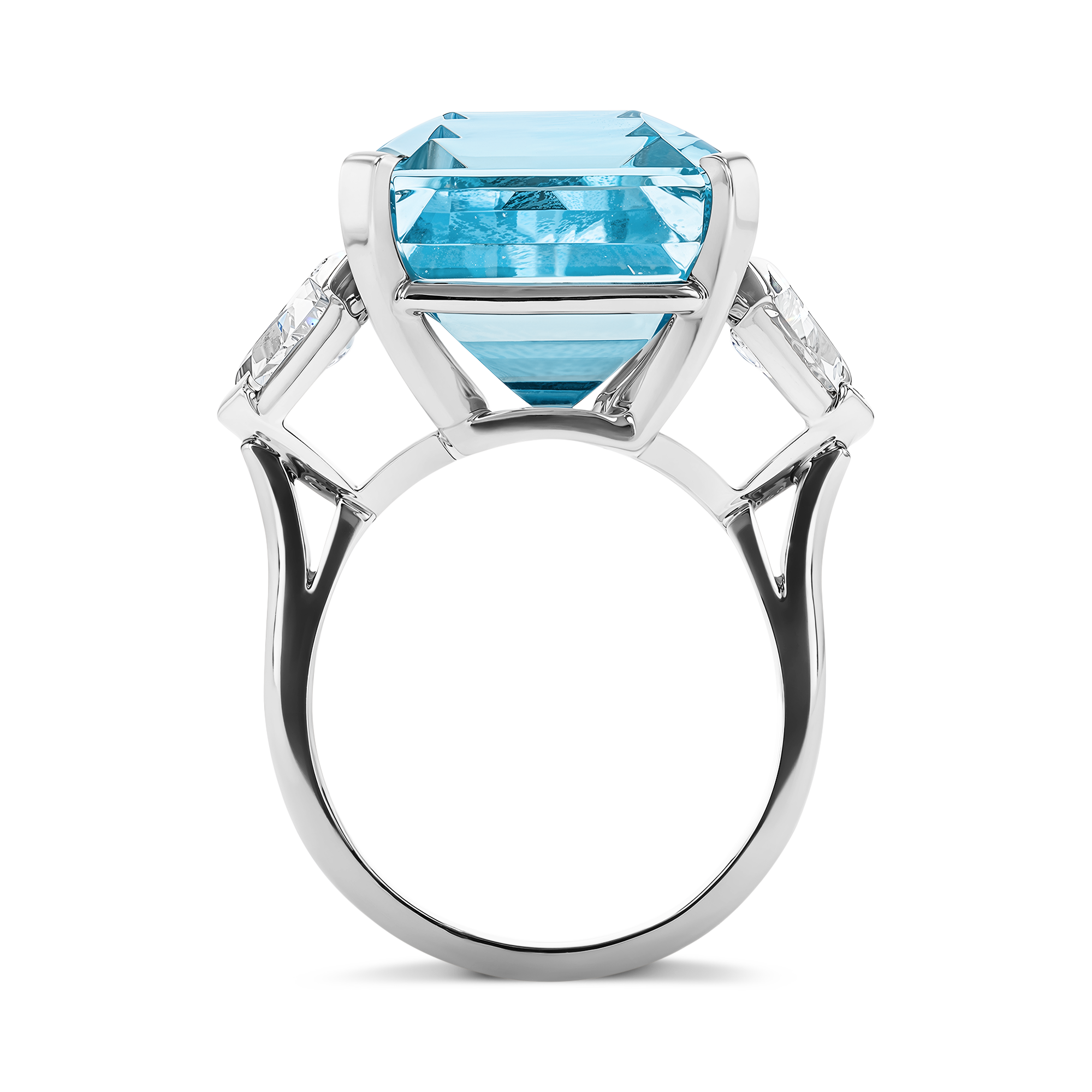 Octagonal Cut 24.60ct Aquamarine and Diamond Ring Octagonal Cut, Claw Set_3