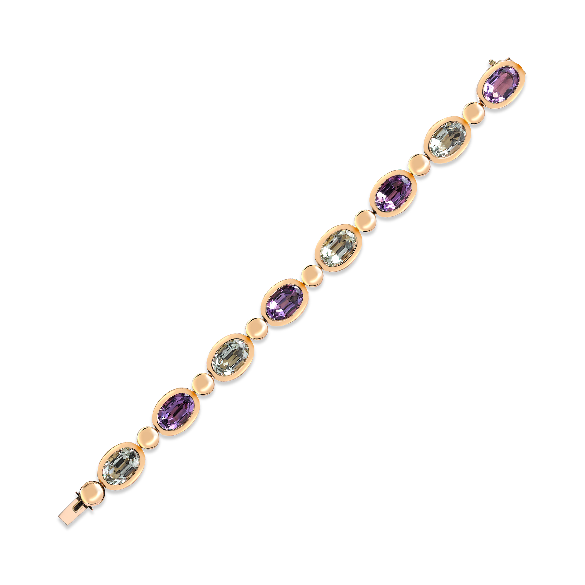 Amethyst Bracelet Oval  Cut, Rubover Set_1