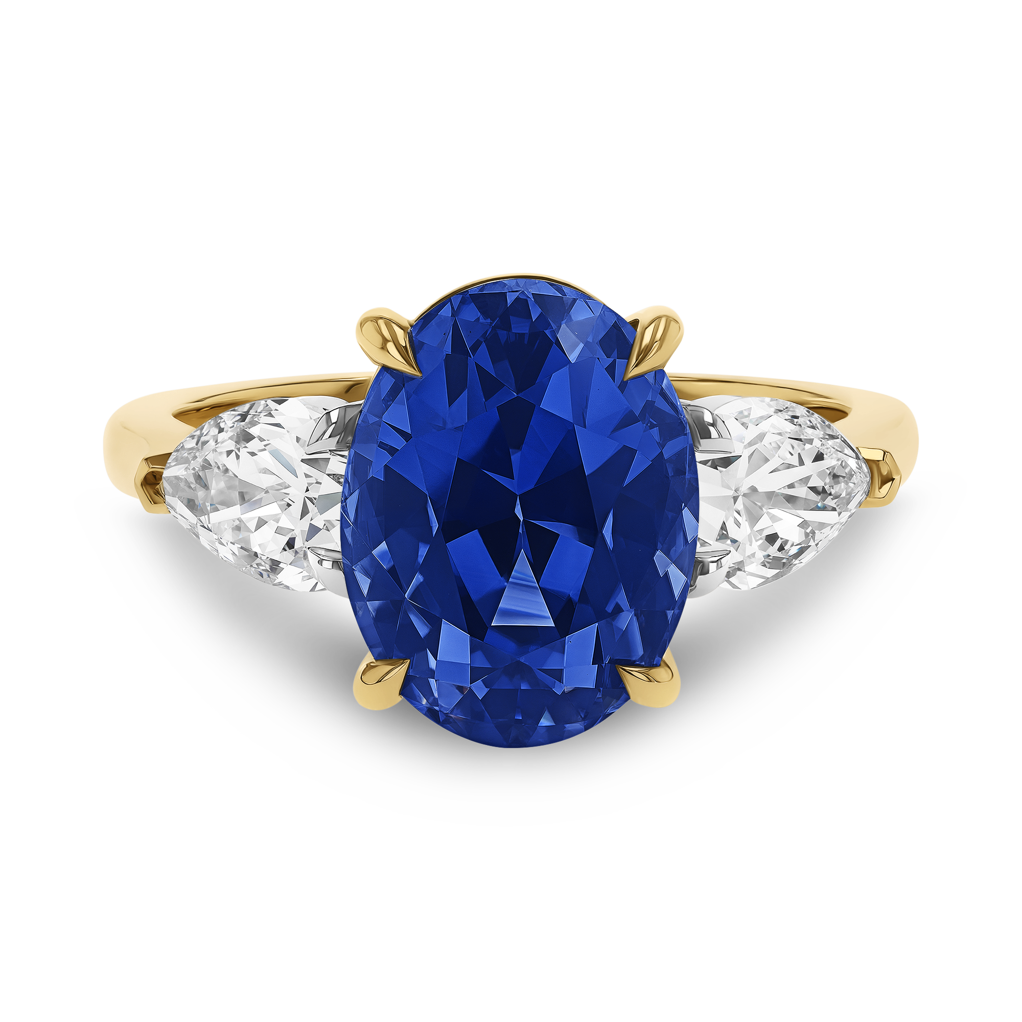 Masterpiece 5.50ct Madagascan Sapphire and Diamond Ring Oval & Pear Cut, Claw Set_2