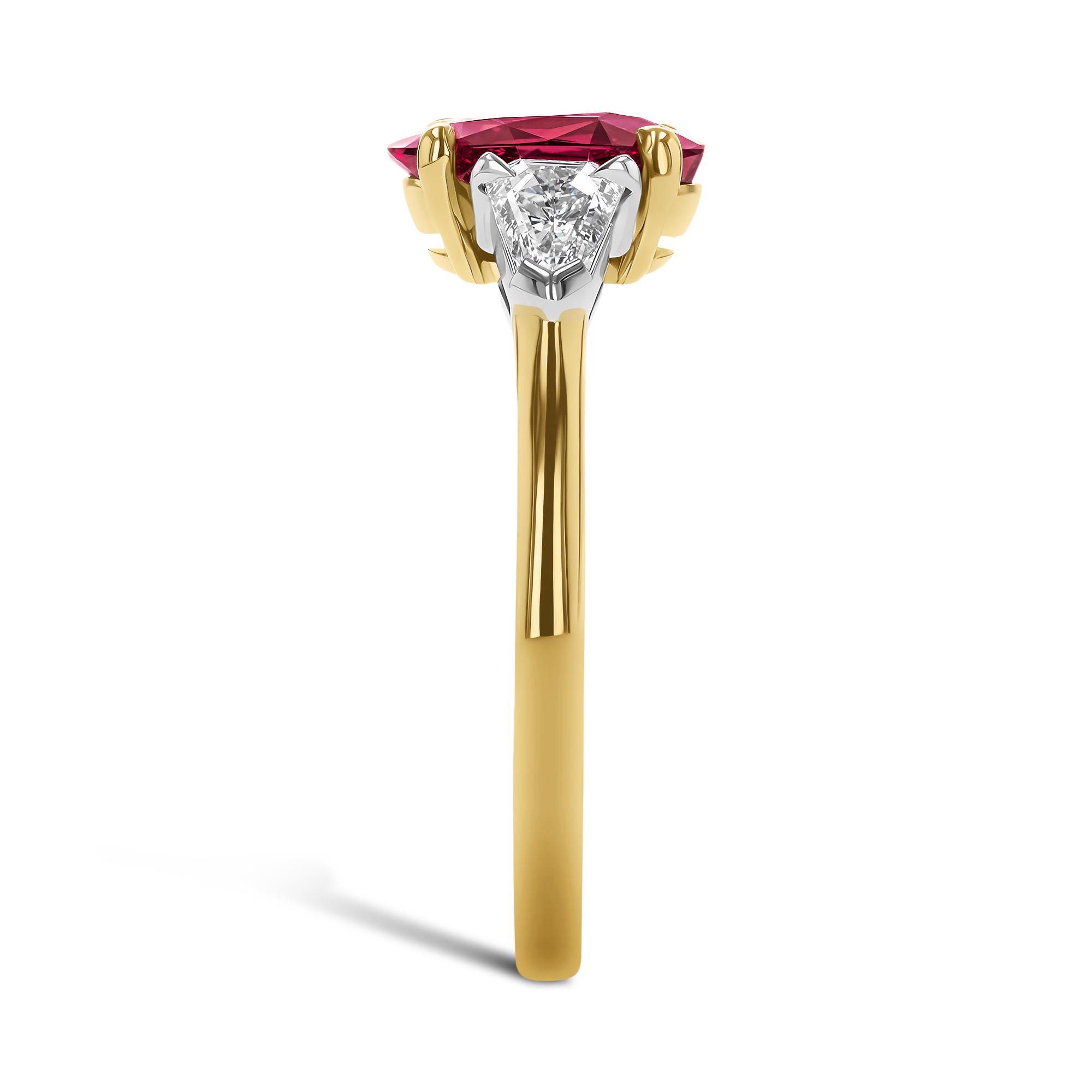 Oval Cut 2.08ct Ruby and Diamond Three Stone Ring Oval & Kite Cut, Claw Set_4