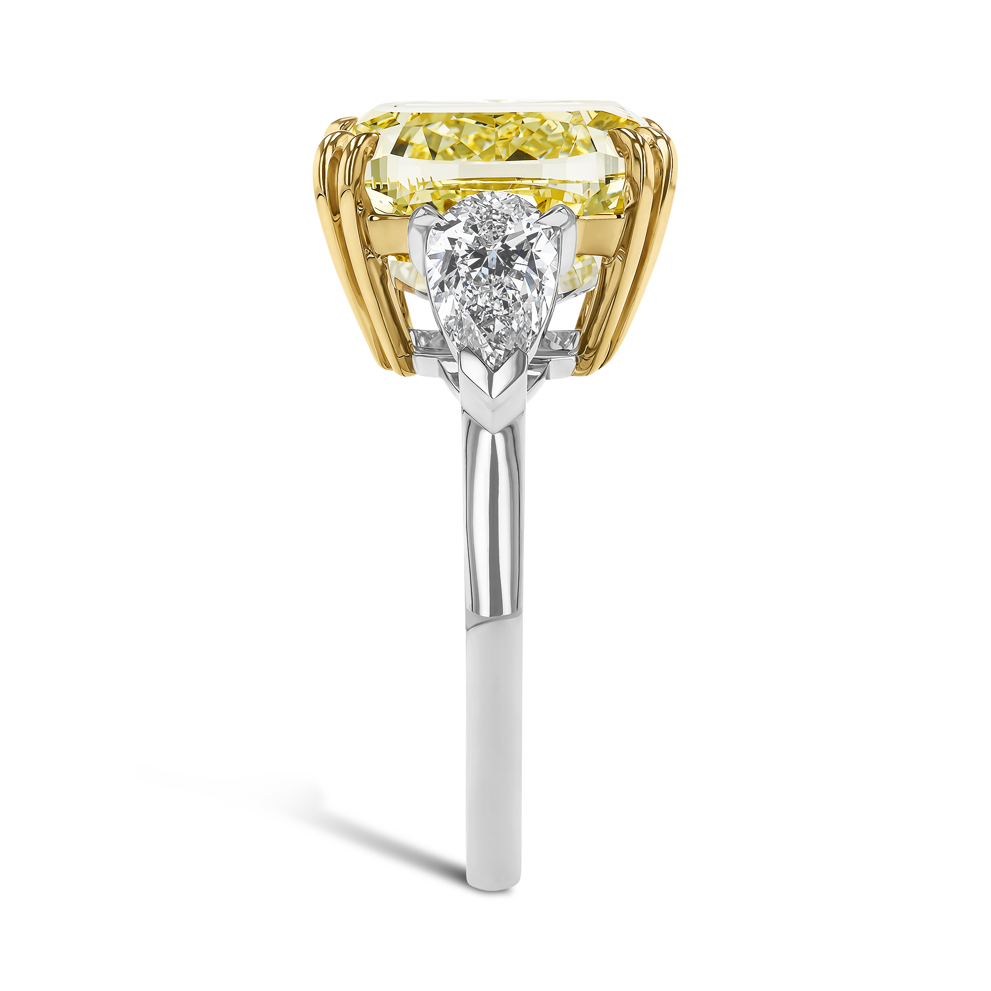 Masterpiece Cushion Cut 10.06ct Fancy Yellow Diamond Ring Cushion modern cut, Claw set_4