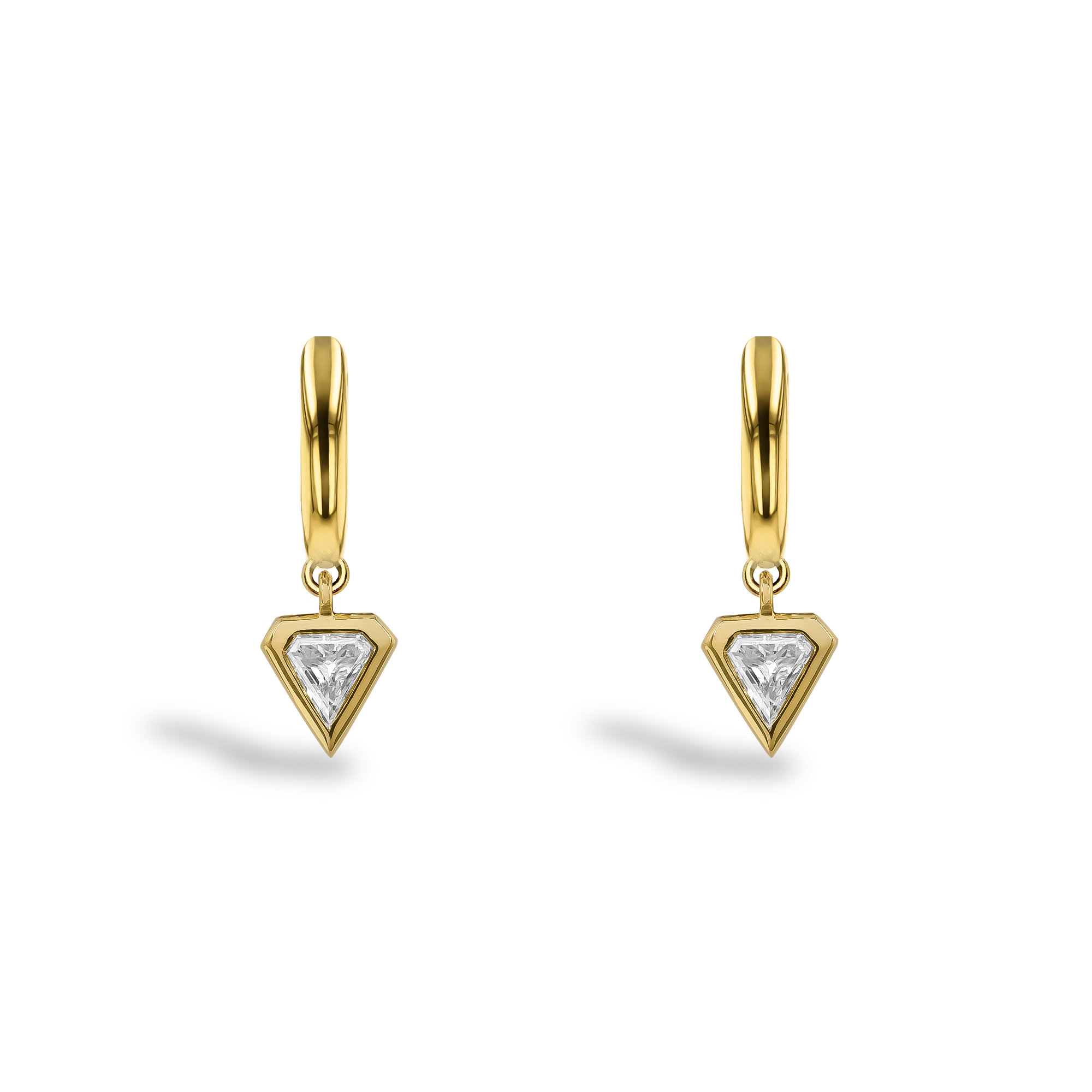 Shield Cut 0.345ct Diamond Drop Earrings Shield Cut, Rubover Set_2