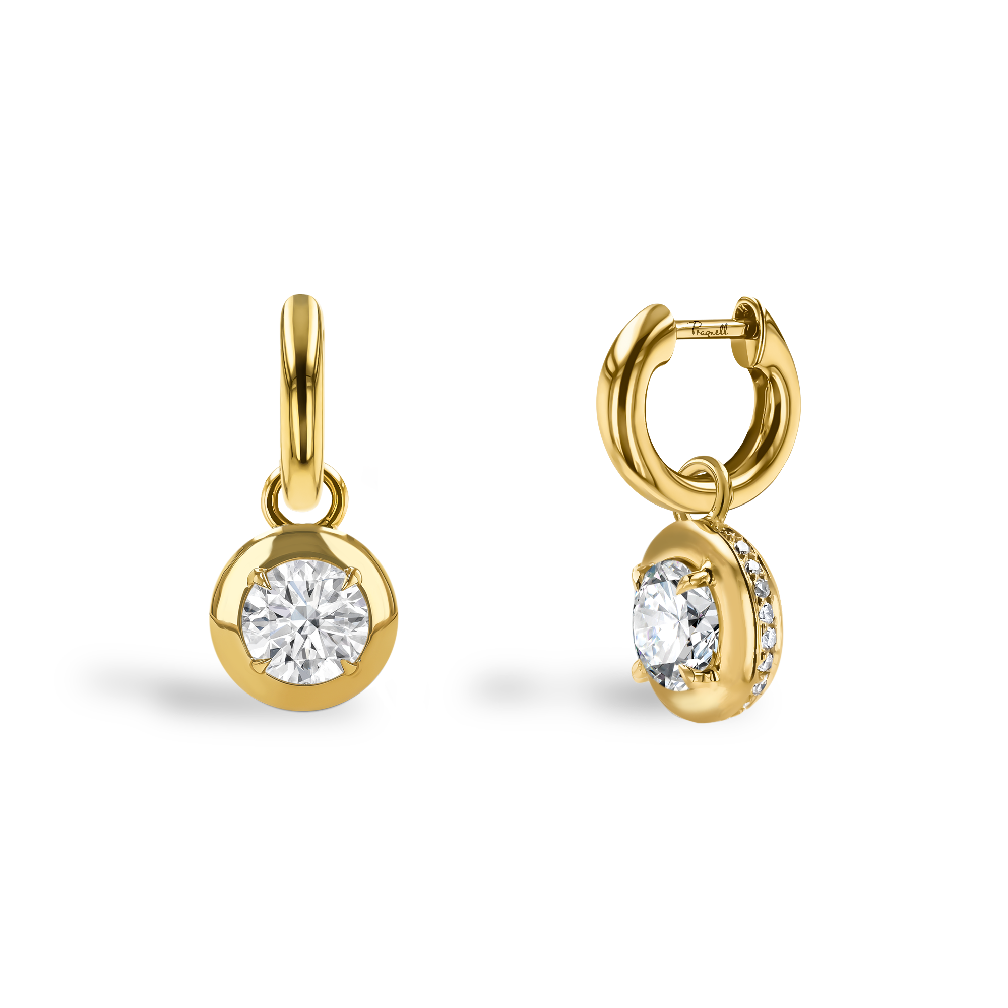 Skimming Stone 1.52ct Botswana Diamond Drop Hoop Earrings Brilliant cut, Claw set_1