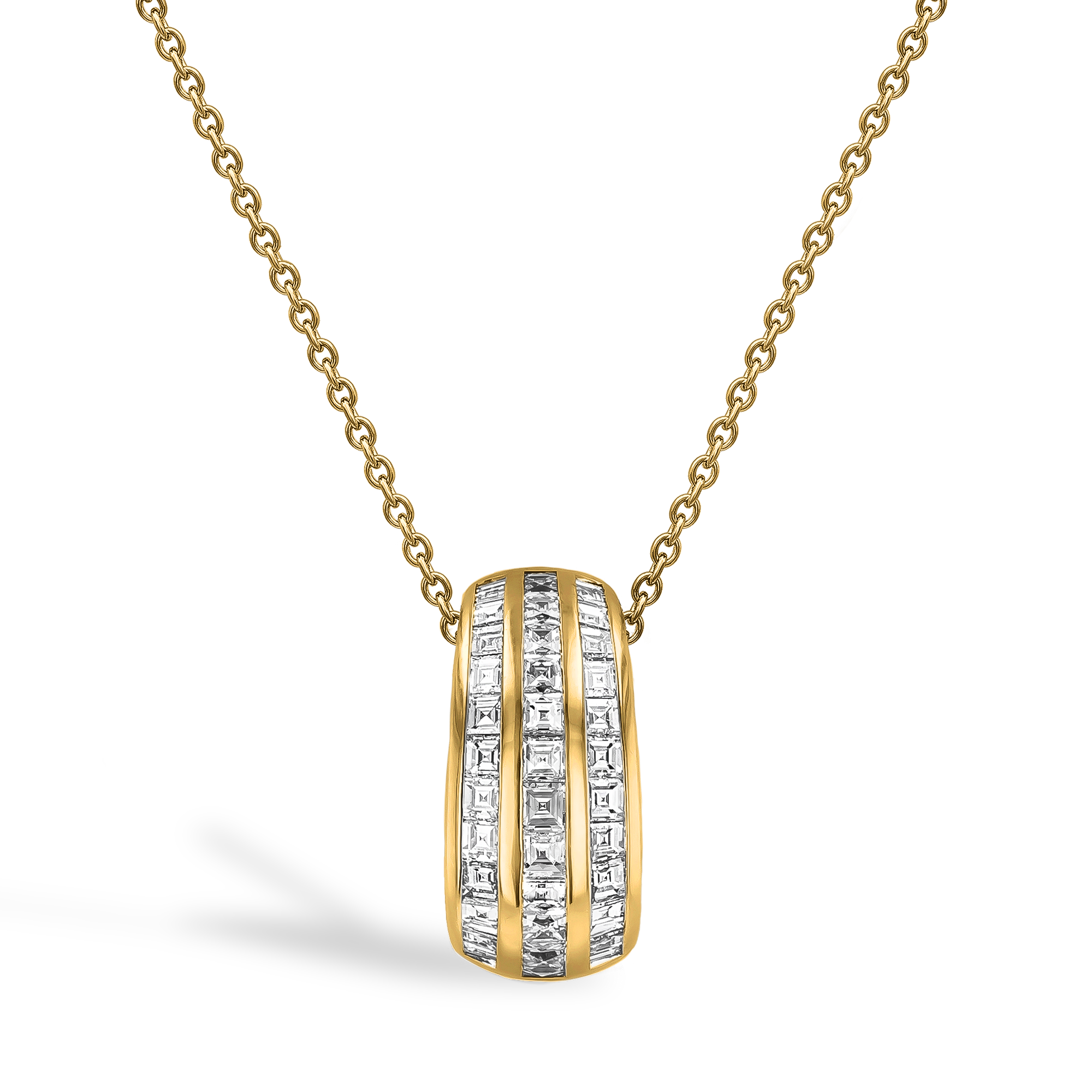 Manhattan 0.68ct Three Row Diamond Pendant Carre Cut, Channel Set_1