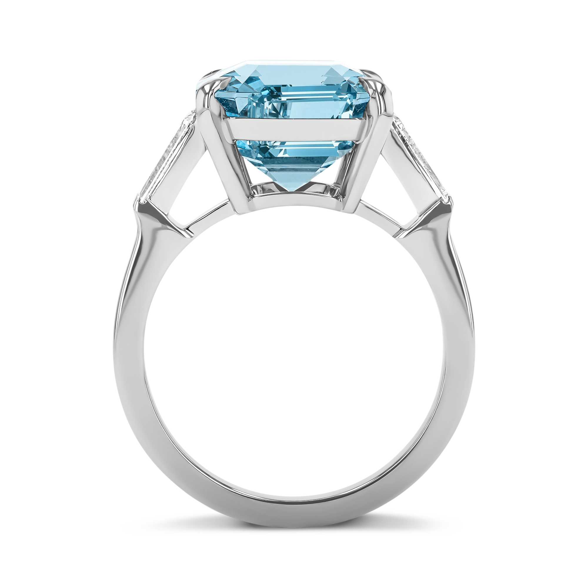 Emerald Cut 6.42ct Lukusuzi Aquamarine and Diamond Ring Emerald Cut, Claw Set_3