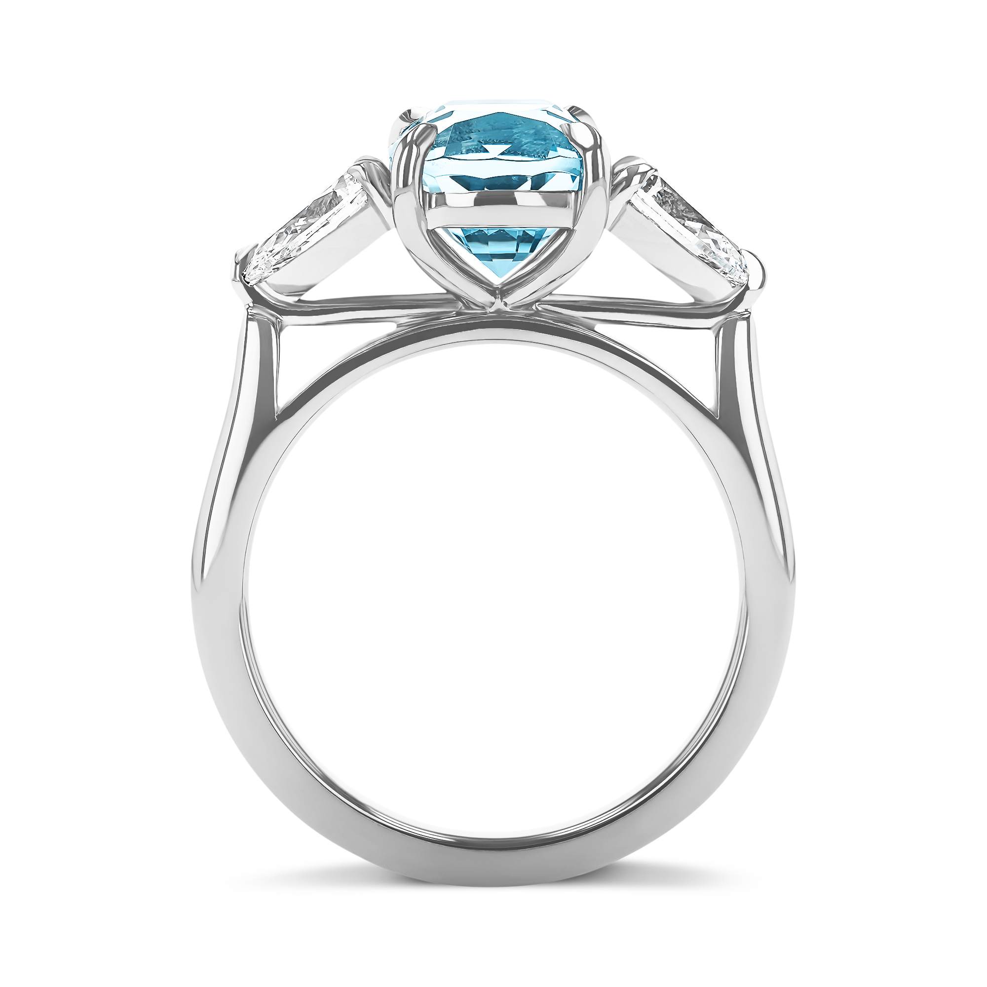 Cushion Cut 2.53ct Lukusuzi Aquamarine and Diamond Ring Cushion modern cut, Claw set_3