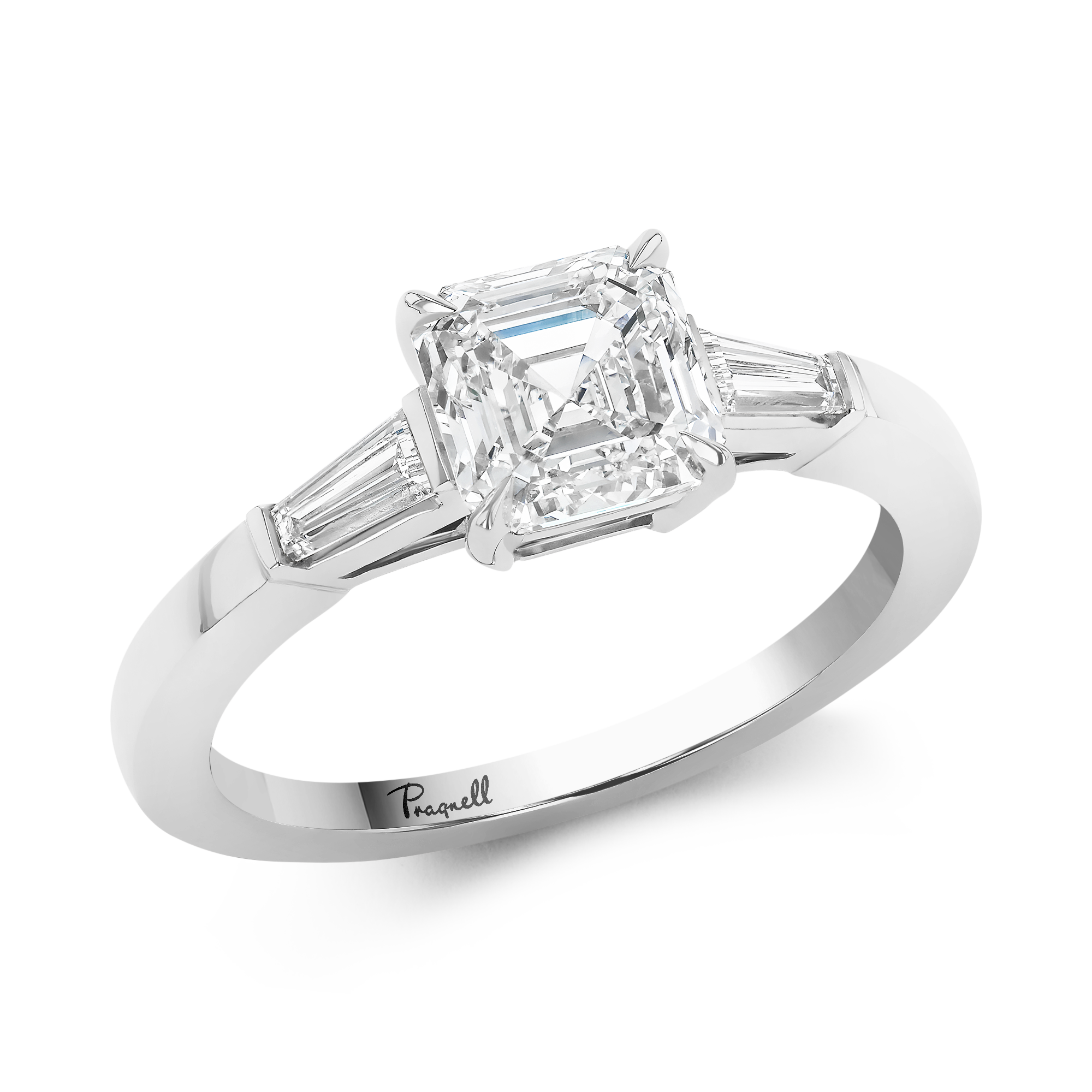 Asscher Cut 1.51ct Diamond Ring Asscher & Baguette Cut, Claw Set_1