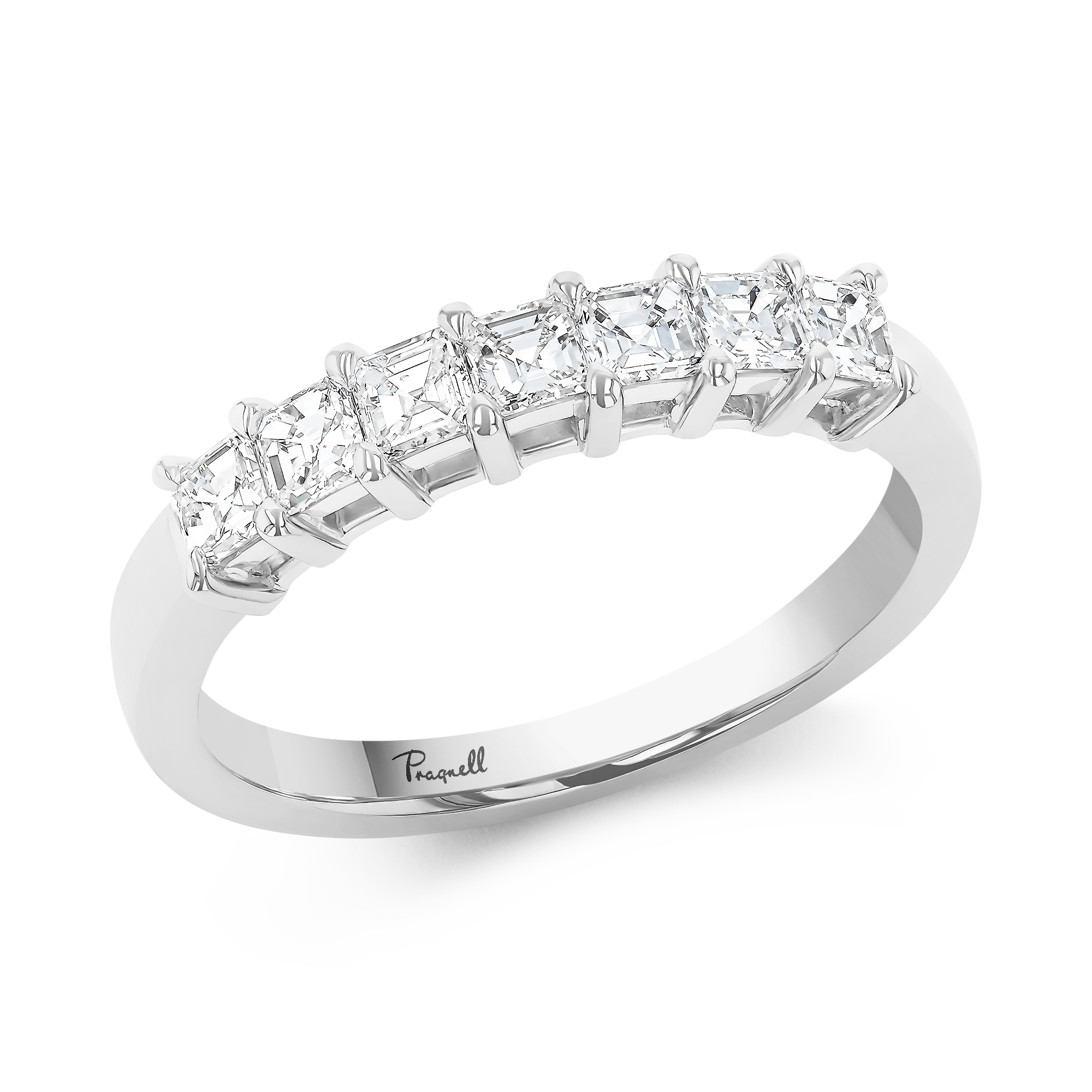 Seven Stone Asscher Cut 0.70ct Diamond Ring in Platinum Asscher Cut, Eternity, Claw Set_1