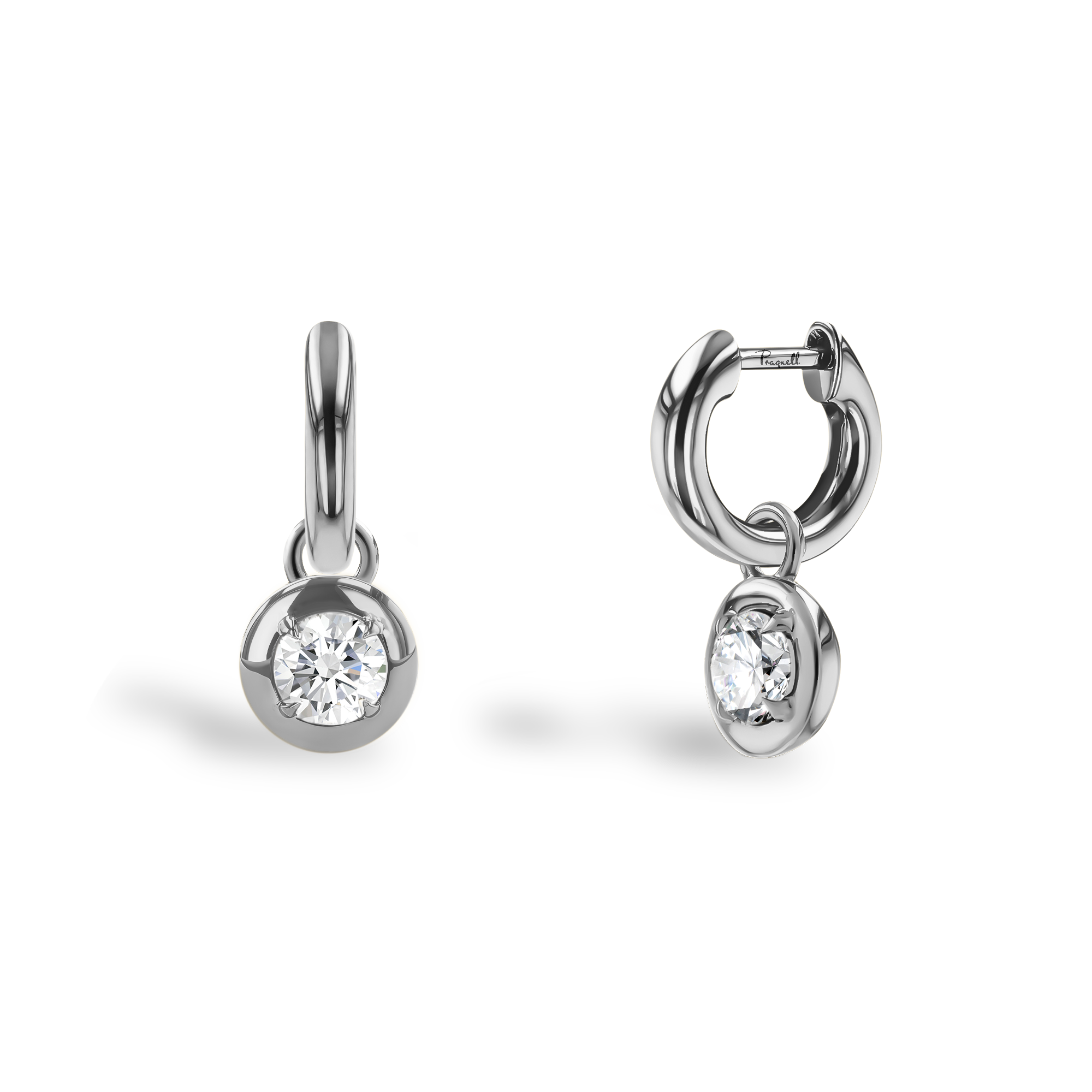 Skimming Stone 1.00ct Botswana Diamond Drop Hoop Earrings Brilliant cut, Claw set_1